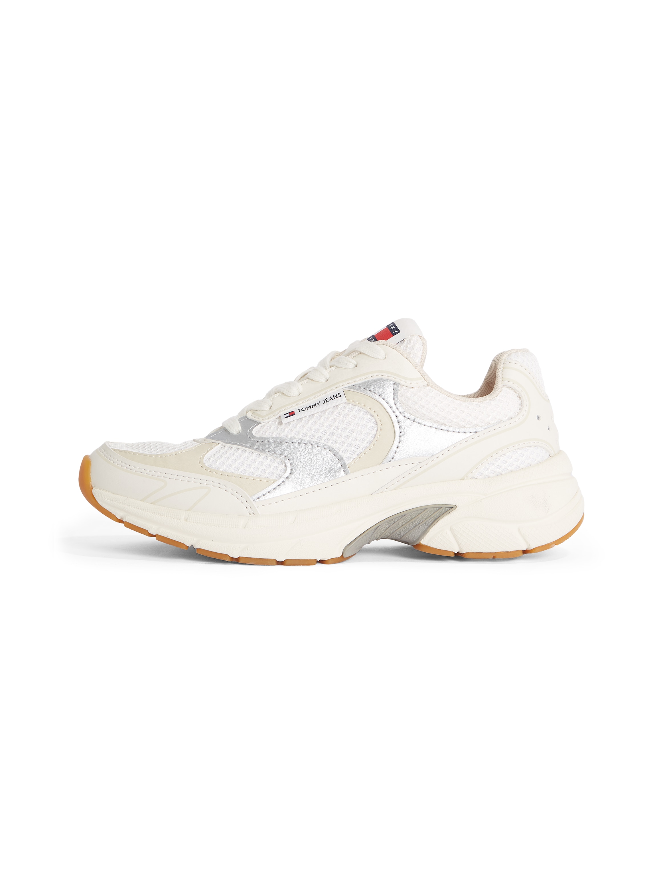 Tommy Jeans Keilsneaker »THE CONEY METALLIC«, Freizeitschuh, Schnürschuh, Halbschuh, Ugly-Sneaker, Logo-Aufnäher