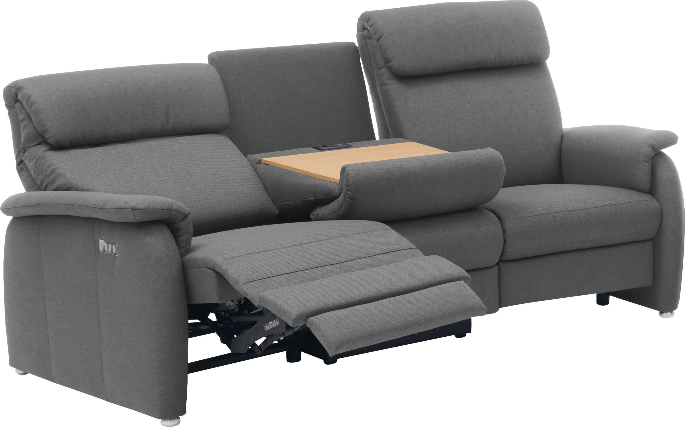Home affaire 3-Sitzer »Turin mit Steckdose und USB-Port auch in Easy care-Bezug«, 2 x vollmotorische Relaxfunktion, herunterklappbarer Tisch