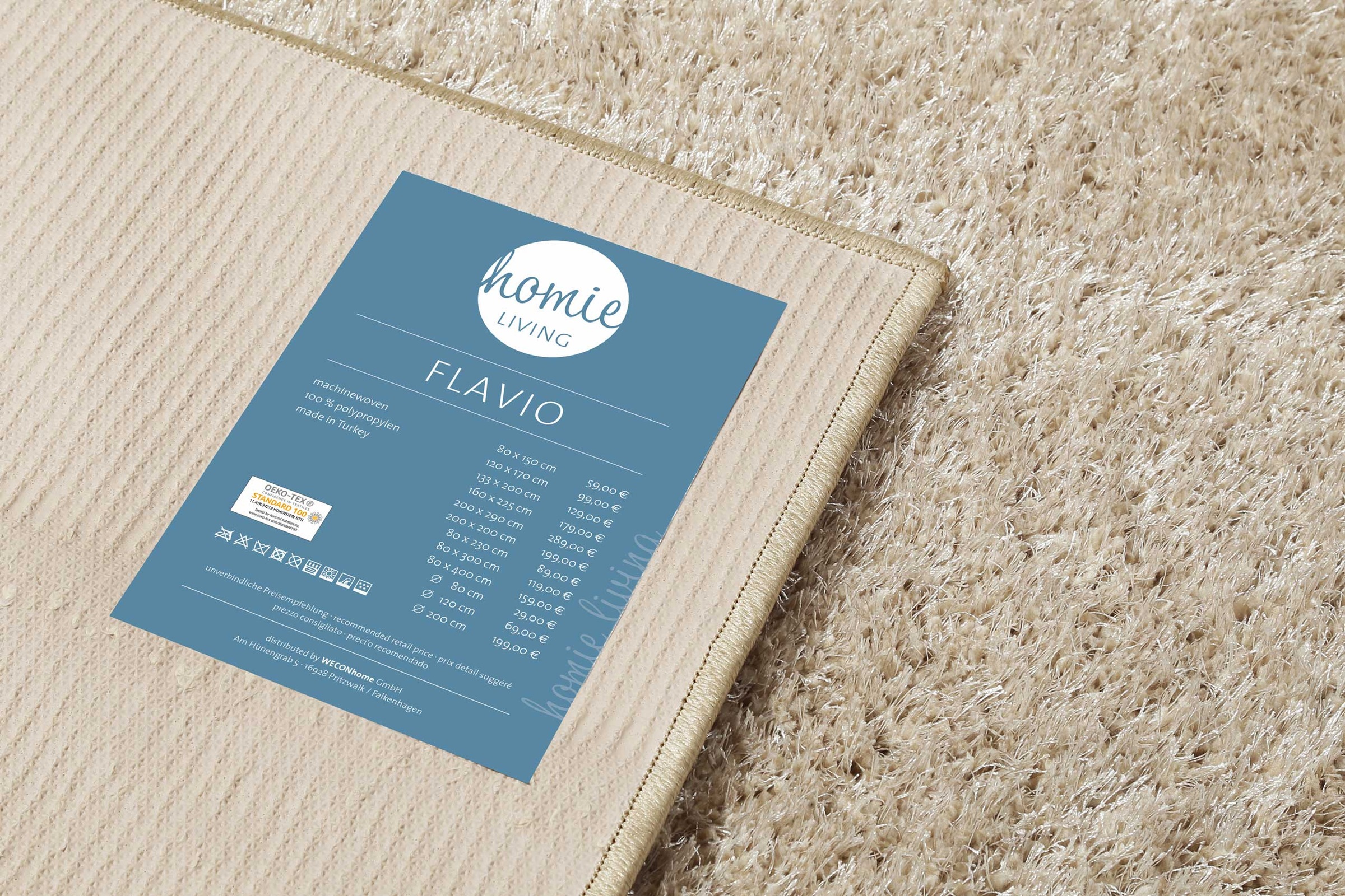 Homie Living Teppich »Flavio«, quadratisch, 30 mm Höhe, Hochflor, gewebt, weich, uni, Wohnzimmer, Schlafzimmer, waschbar