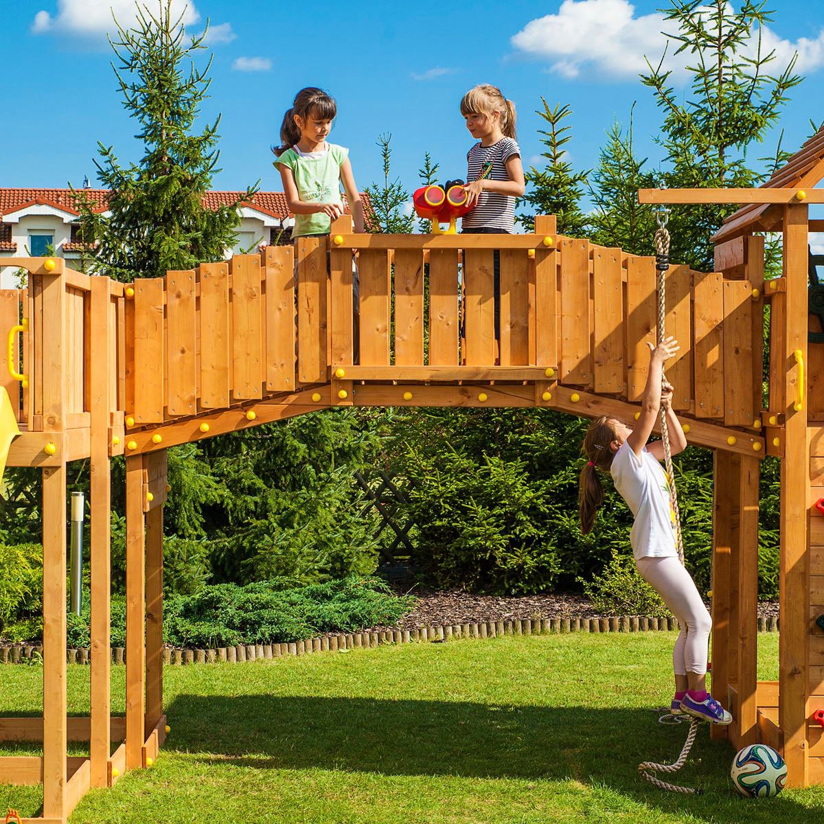 FUNGOO Spielturm »MAXI SET SPIDER LAND«, mit Schaukel & Rutsche, Klettererweiterung