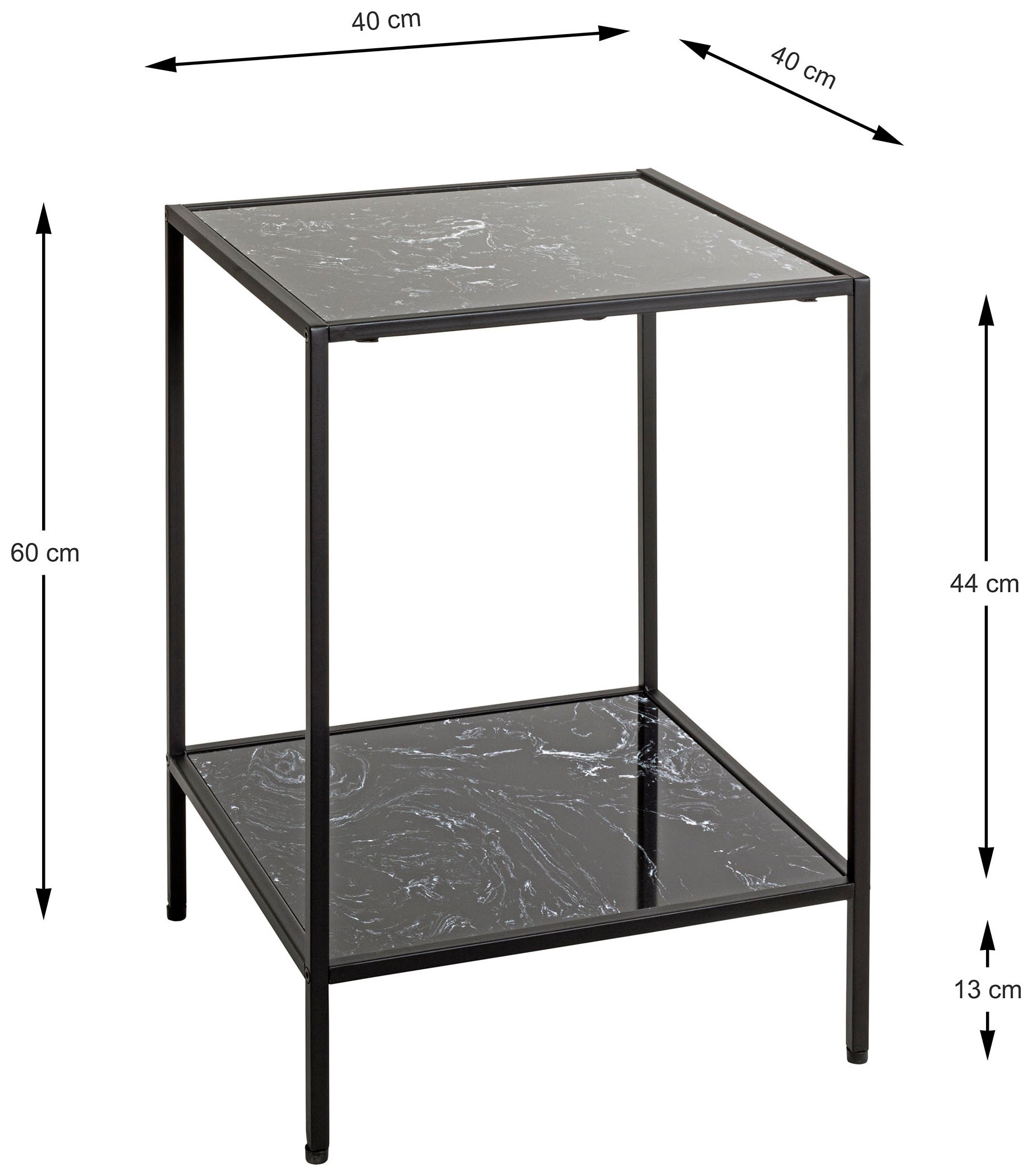 HAKU Beistelltisch »Sofatisch, Wohnzimmertisch« 1 Stk. tlg. quadratisch - aus Kunstmarmor Schwarz B/T/H 40/40/60 cm