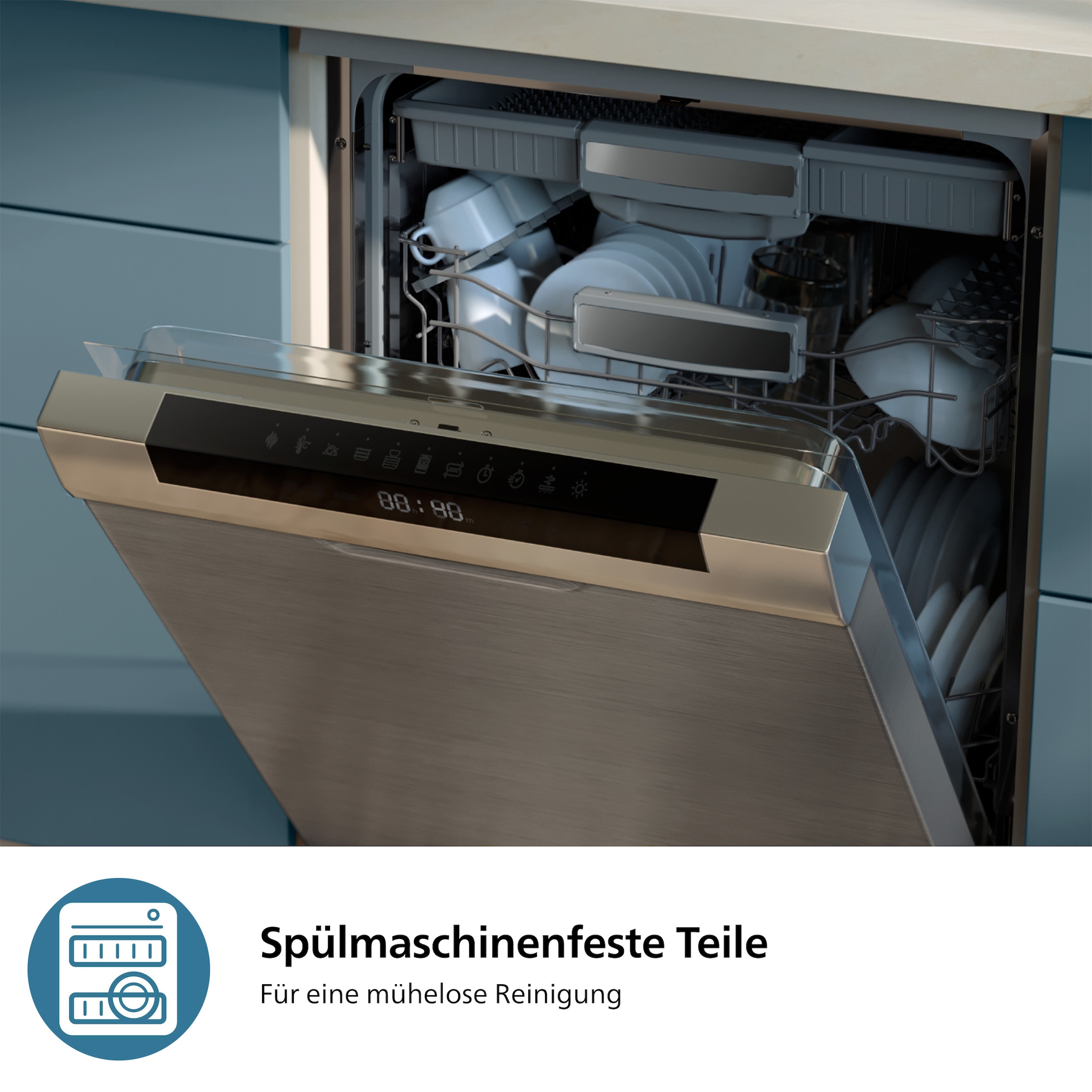 Philips Heißluftfritteuse »NA555/00 Steam Airfryer 5000 Series Dual Basket, 9L Kapazität (3L+6L)«, 2750 W, mit Dampfgar-Funktion; Silber/Edelstahl