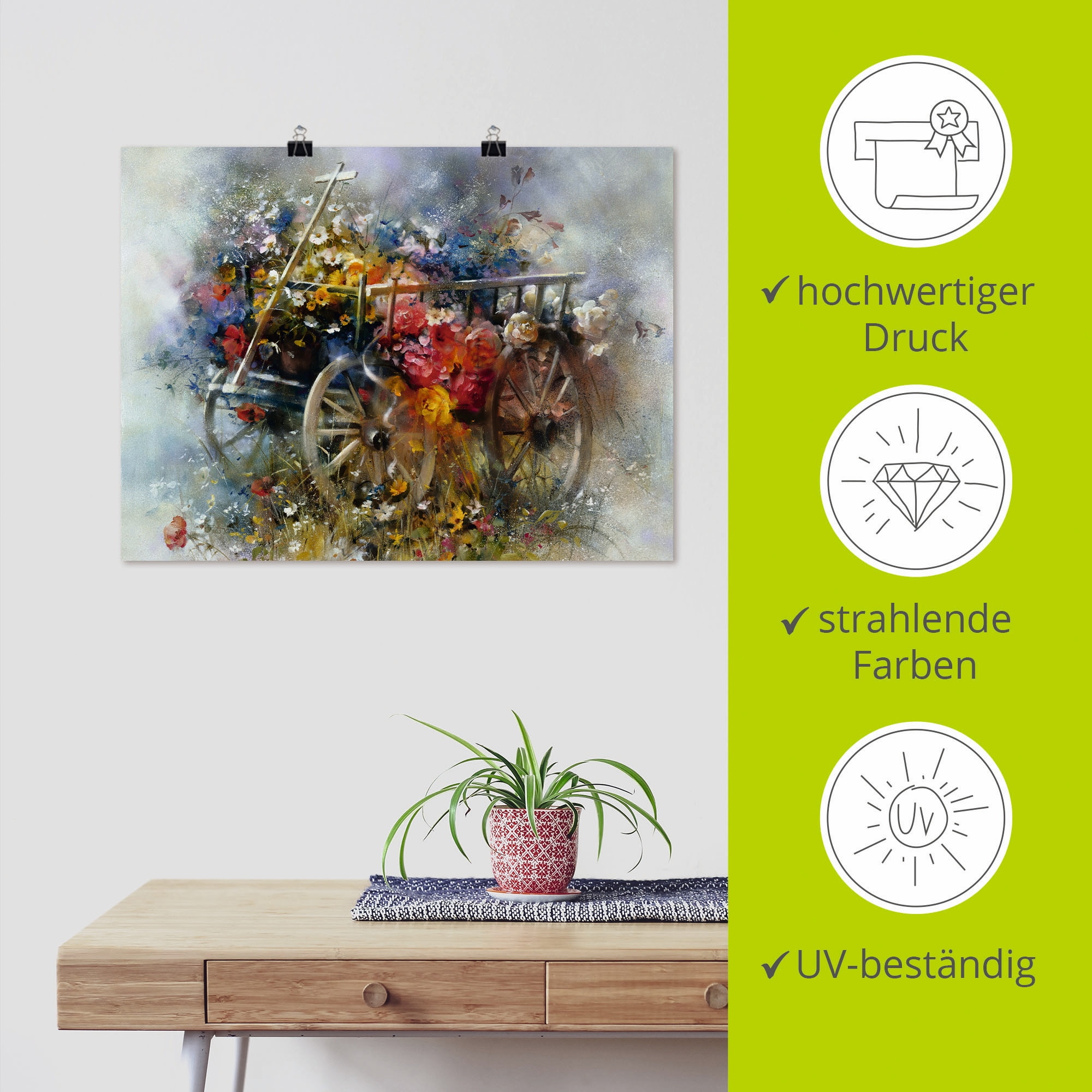 Artland Wandbild »Blumen Schubkarre«, Garten, (1 St.), als Leinwandbild, Poster in verschied. Größen