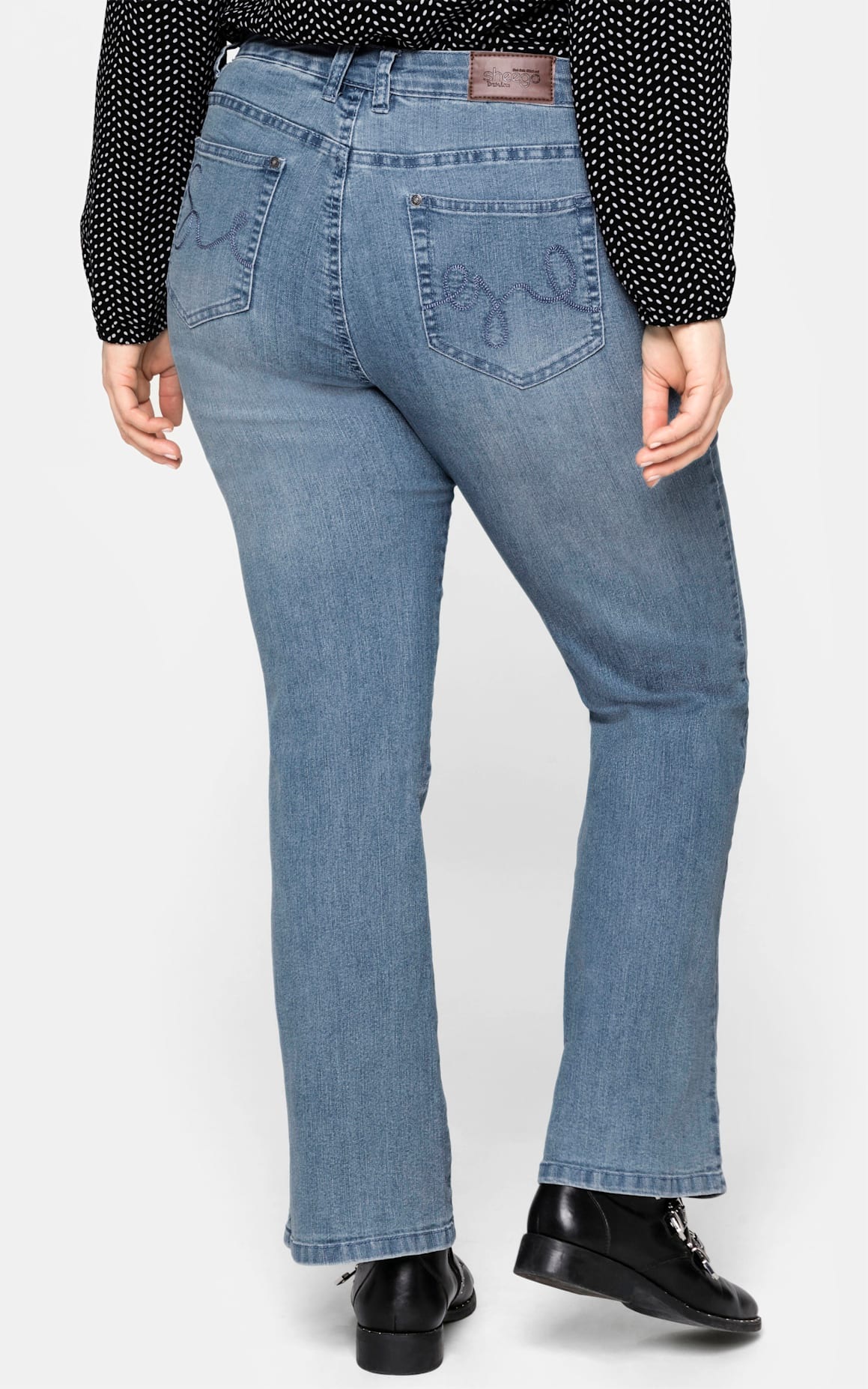 Sheego Damen Bootcut-Jeans Blau Gr. 52 2