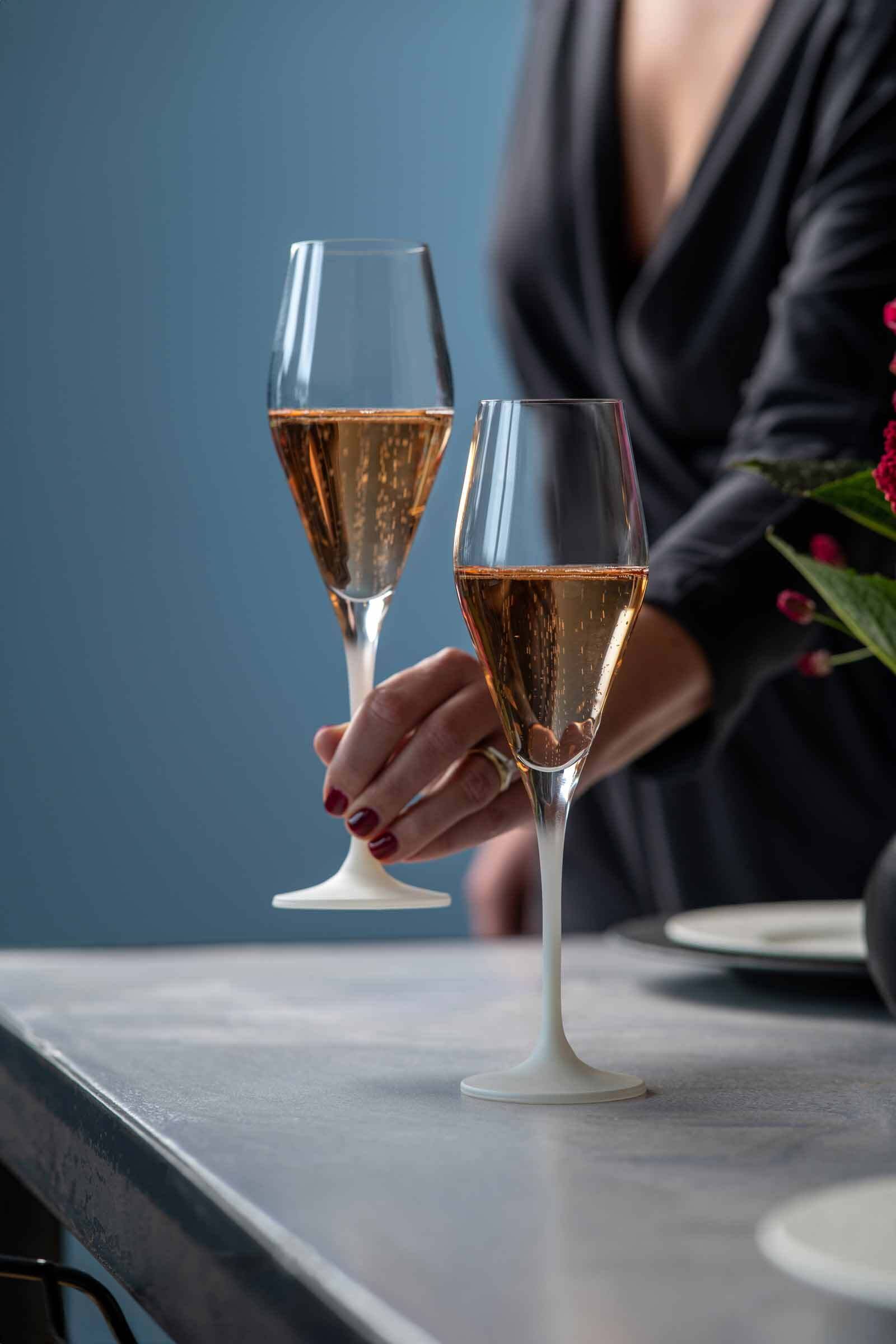 Villeroy & Boch Champagnerglas »Champagnergläser Manufacture Rock 260 ml 4er Set weiß-transparent«