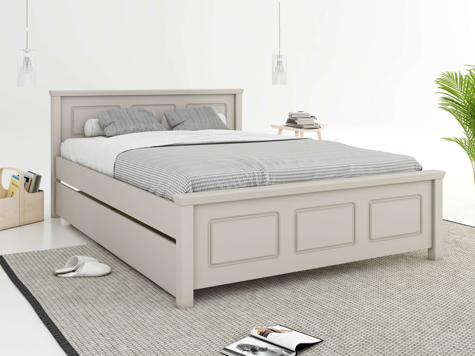 OTTO home Massivholzbett »ERIKK' , Made in Europe, optional mit Schublade, Massivholz Kiefer« FSC® zertifiziert,  in mehreren Größen, Landhausstil mit Kassettenoptik
