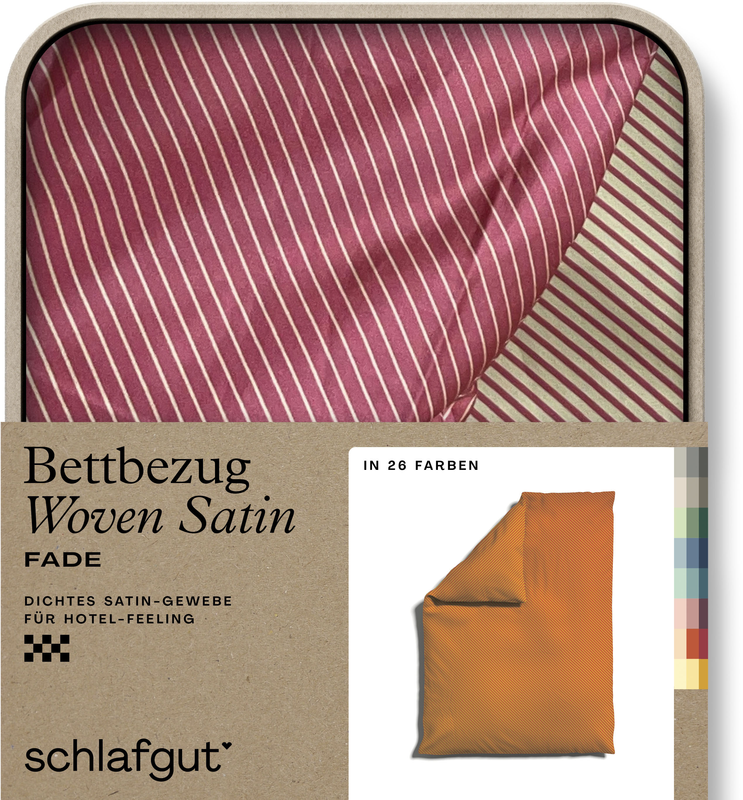 Schlafgut Bettbezug "Premium Bettbezug Woven Fade Satin (1 St)" Ton-in-Ton Reißverschluss, Fadendichte von 300tc, Streifen, OEKO Tex