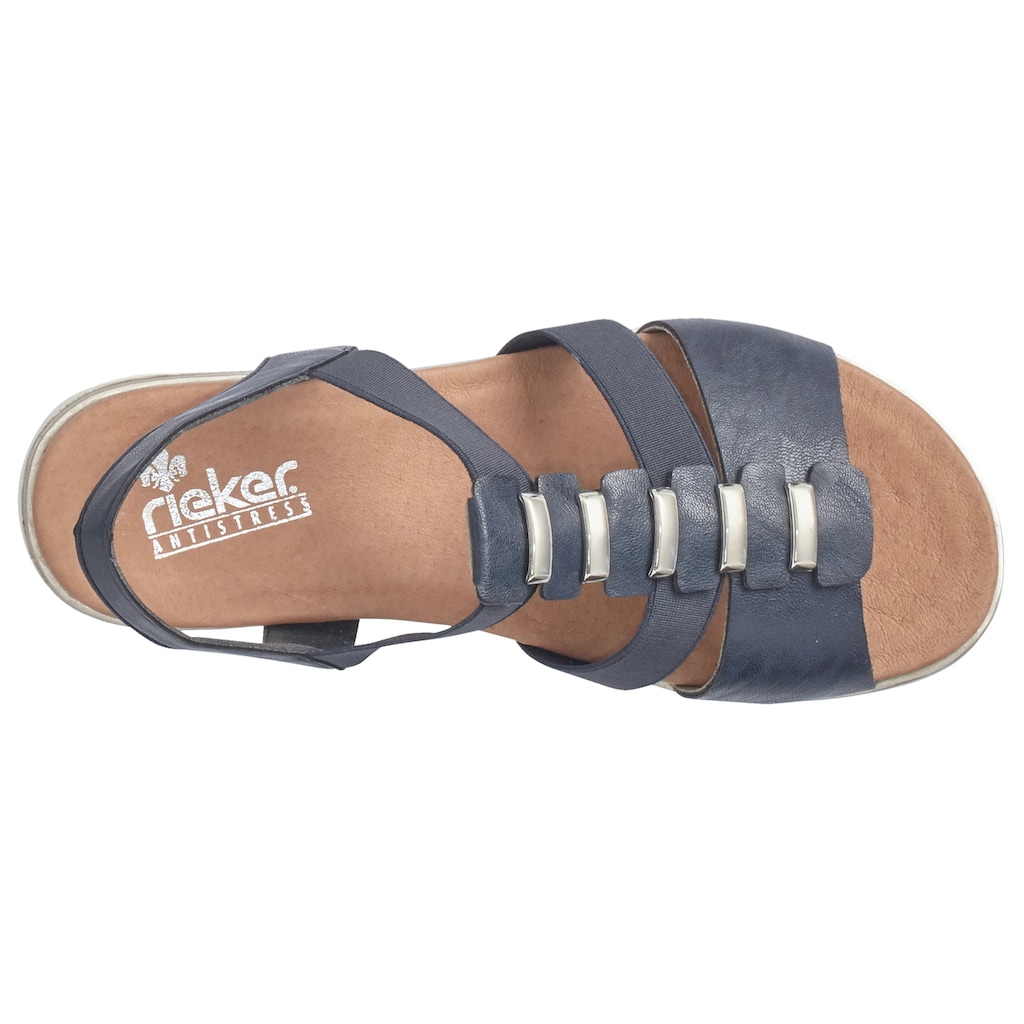 Rieker Riemchensandale, Sommerschuh, Sandalette, Blockabsatz, mit Stretchriemchen