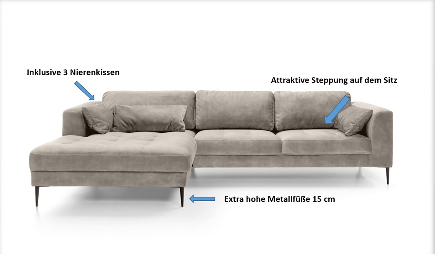 Thumbnail - TRENDMANUFAKTUR Ecksofa "Luzi, wahlweise mit Schlaffunktion & Bettkasten. OTTOs Choice, L-Form", Designsofa mit tollem S...