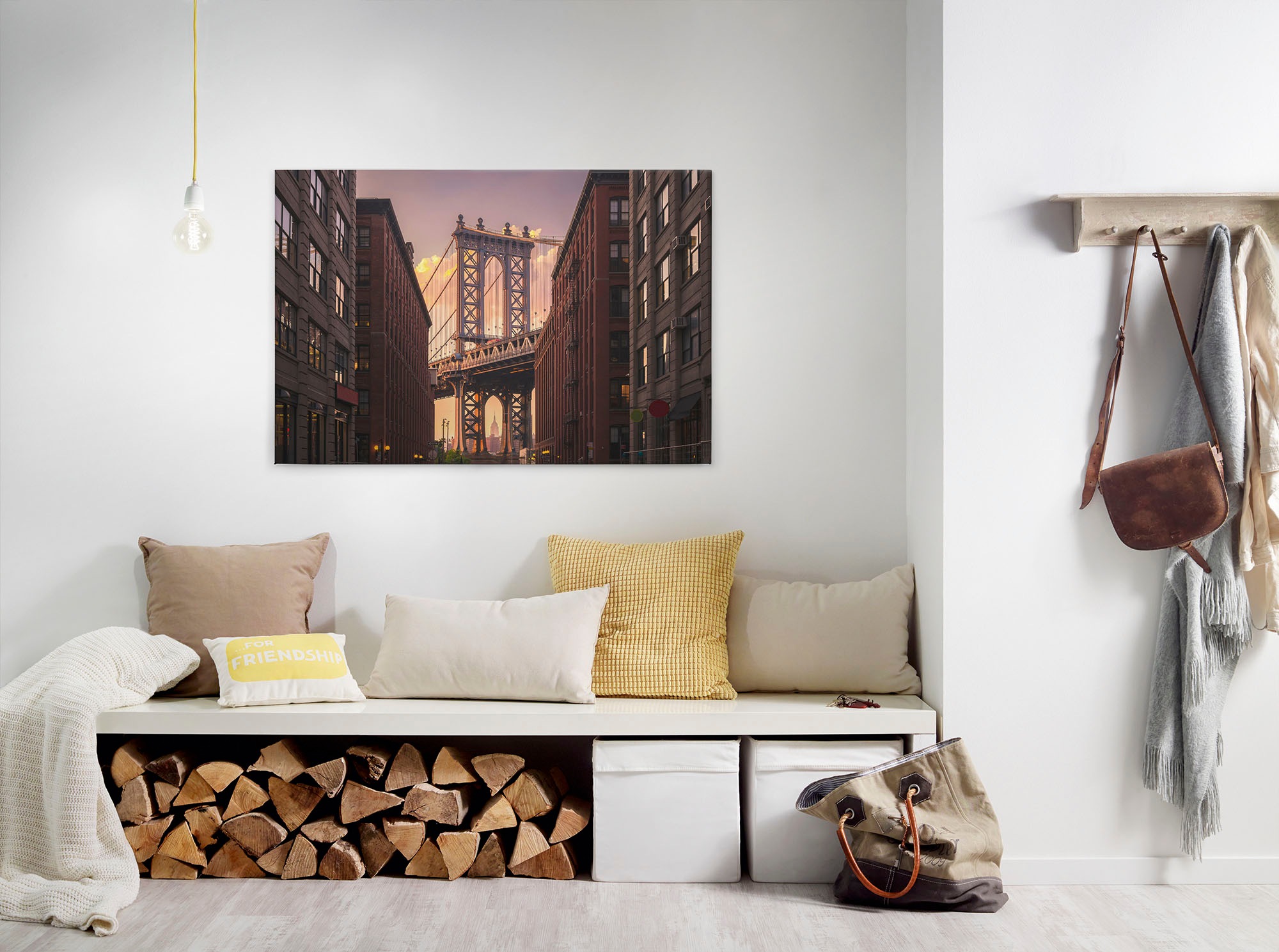 A.S. Création Leinwandbild "Brooklyn Bridge" Kunst New York 1 Stk. tlg. Brücke Großstadt Keilrahmen Bild Leinwand-Bild Wohnzimmer modern Wand