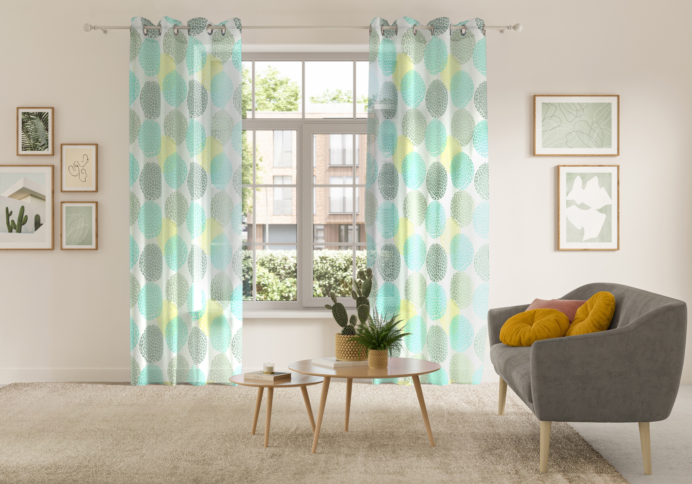 OTTO home Gardine "BELEM" Ösen 1 Stk. tlg. 1 Schal, Polyester, Kreise günstig online kaufen