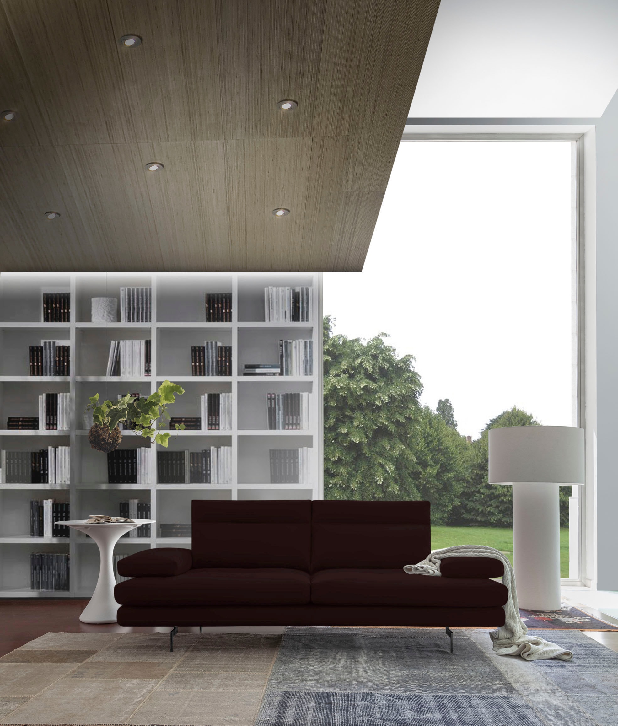 CALIA ITALIA 3-Sitzer "Toby Wing, 208 cm breit, Designsofa, hochwertige Verarbeitungsdetails" inkl. Sitztiefenverstellung und Armteilfunktion, Füße in Schwarz matt