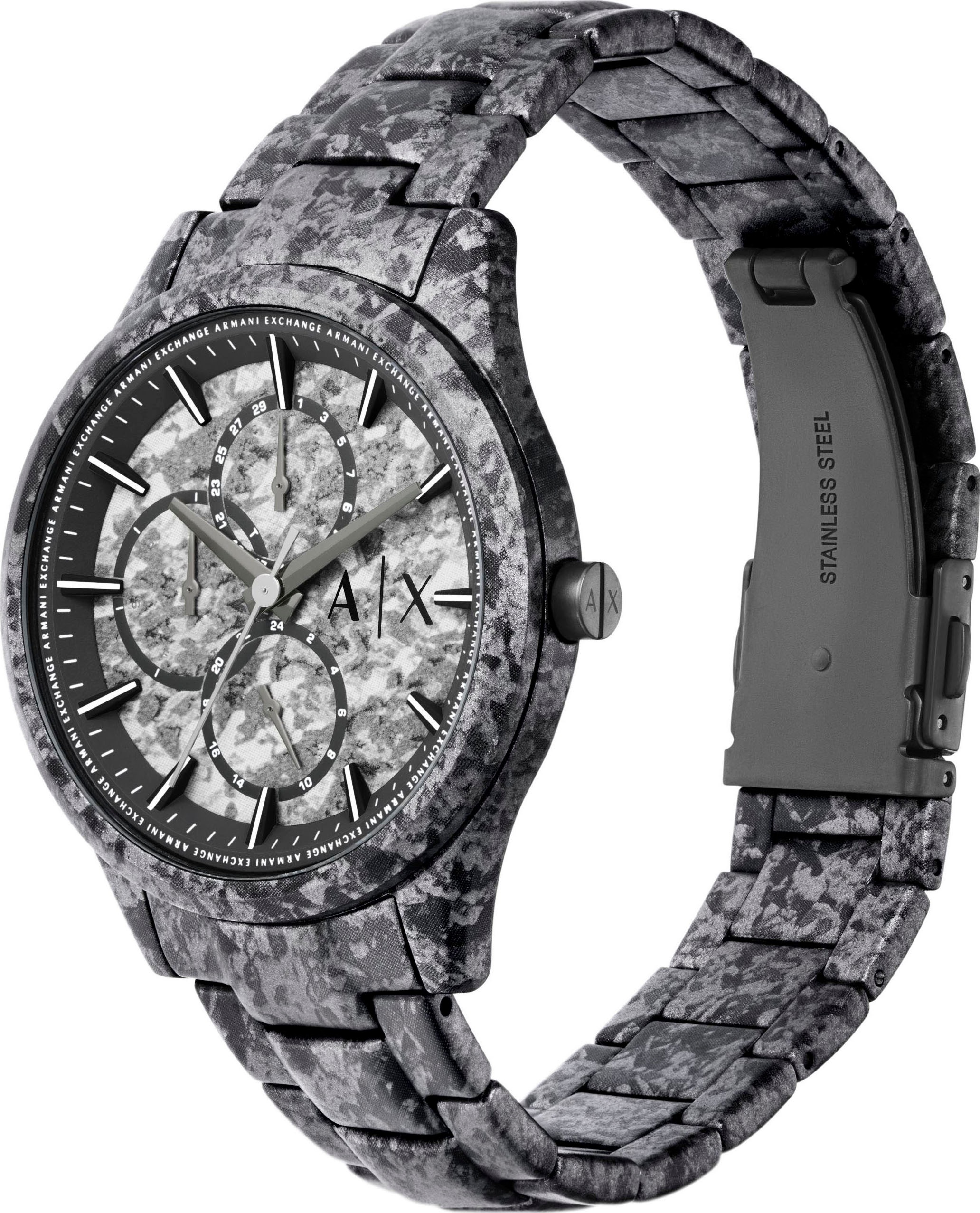 ARMANI EXCHANGE Multifunktionsuhr, Armbanduhr, Herrenuhr, Edelstahlarmband, analog, Tag, Wochentag