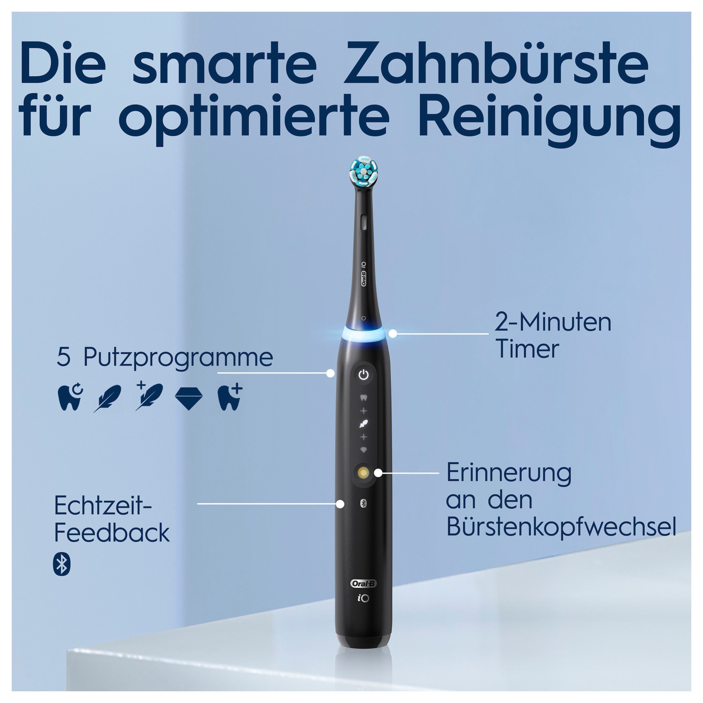 Oral-B Elektrische Zahnbürste »iO 5«, 1 St. Aufsteckbürsten, mit Magnet-Technologie, LED-Anzeige, 5 Putzmodi, Reiseetui