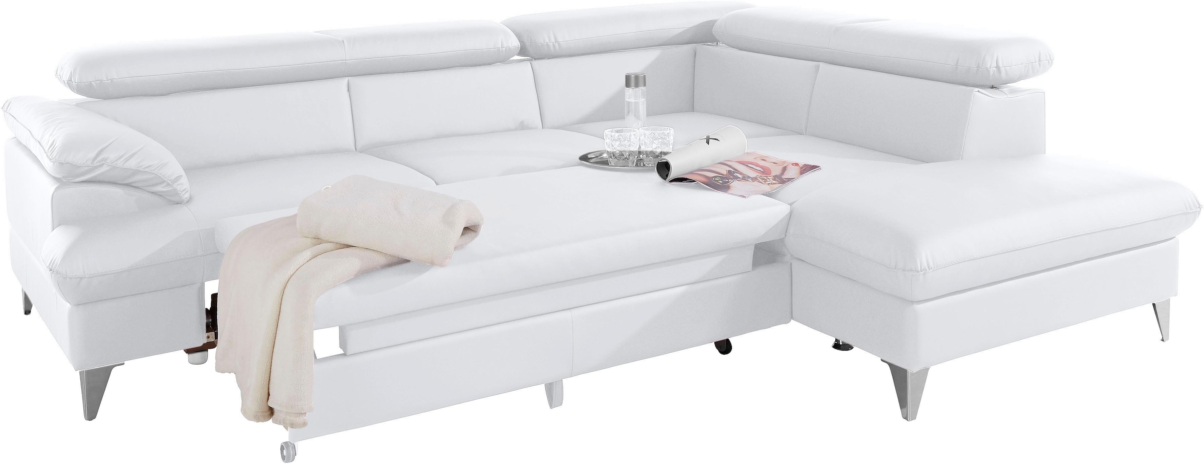 COTTA Ecksofa »Caluso L-Form«, inklusive Kopfteilverstellung, wahlweise mit Bettfunktion
