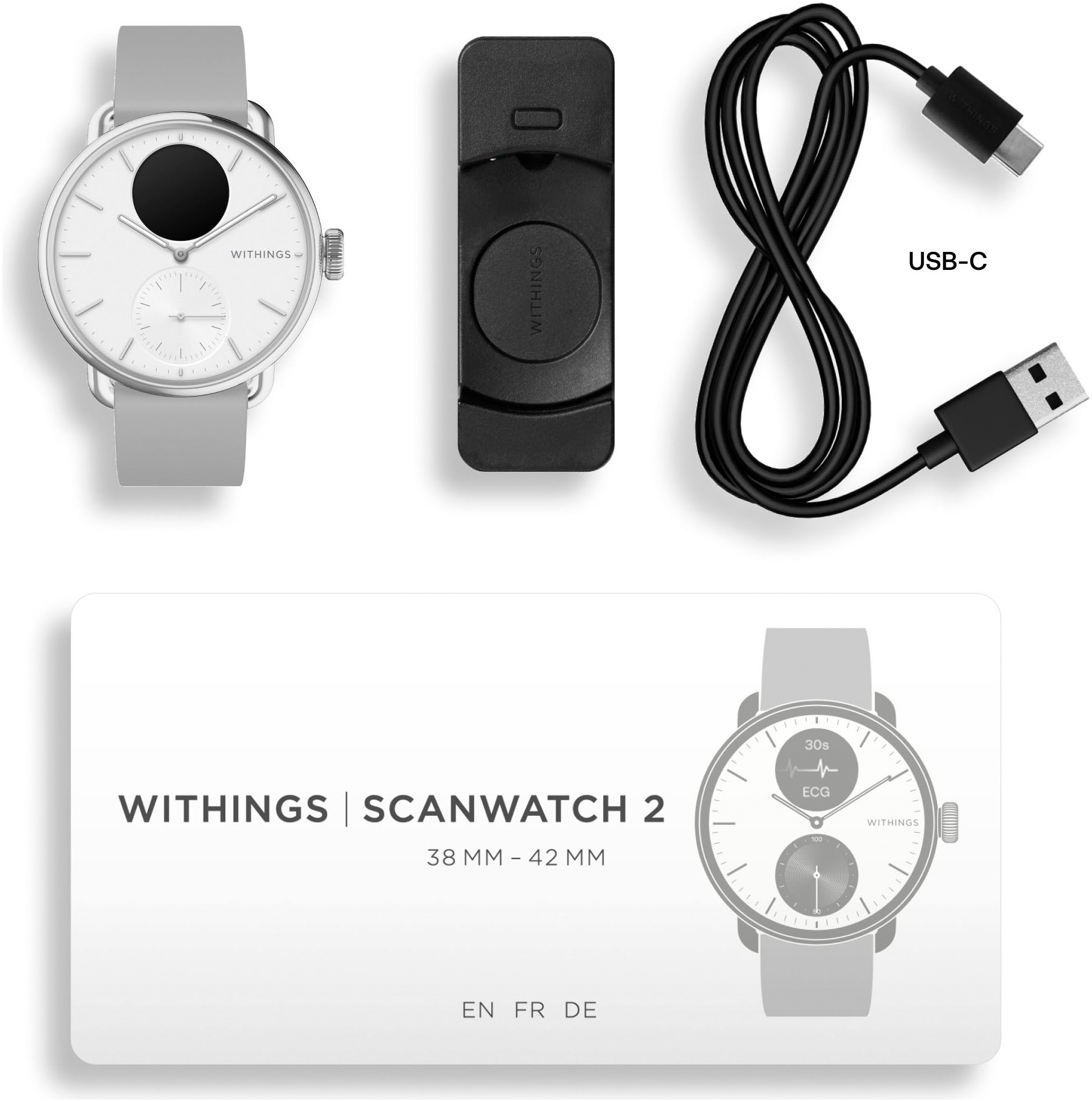 Withings Smartwatch »ScanWatch 2 38mm«, HealthSense OS,)