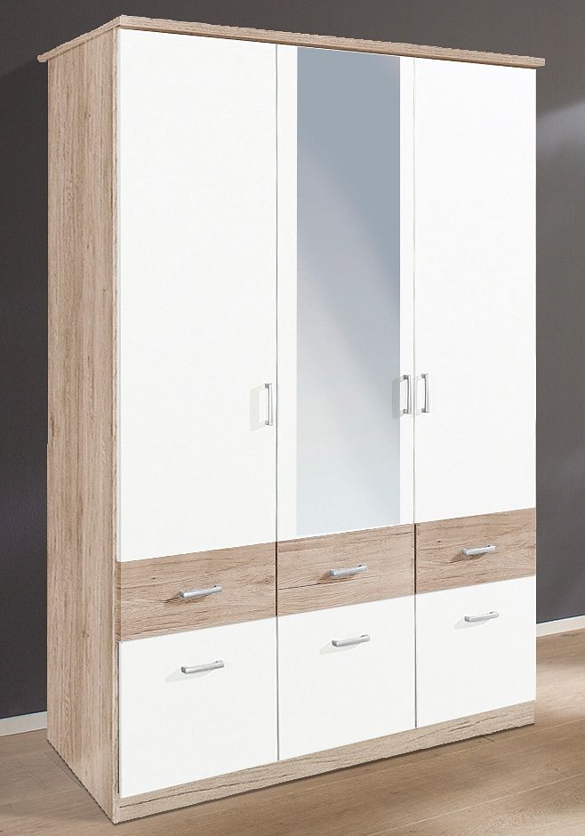 rauch Kleiderschrank "Kleiderschrank Schrank Garderobe deckenhoher Schrank BREMEN" optional mit Spiegel, Breiten: 91/136/181 cm, Höhe: 199 cm, in vielen Farbvariationen, inkl. Kranzblende MADE IN GERMANY