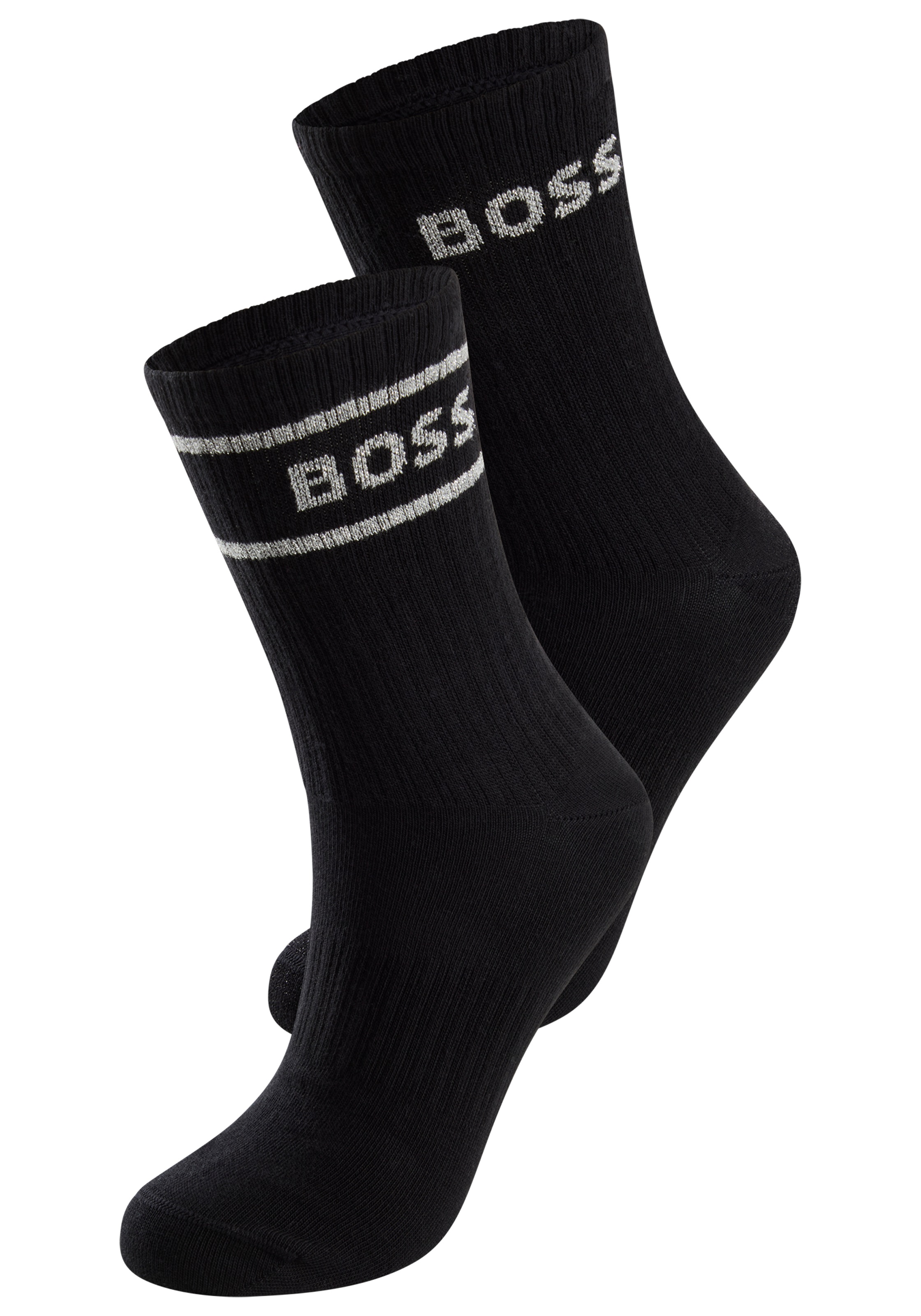BOSS Socken, (2 Paar), sportiv, mit dezentem Locke, Fersen- und Zehenpartie verstärkt