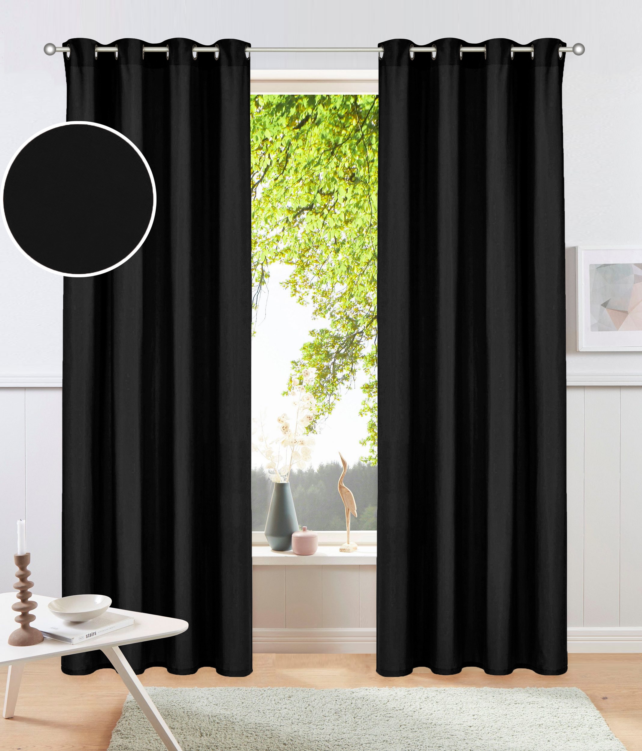 OTTO home Vorhang "Raja" Ösen 2 Stk. tlg. einfarbig, Einfache Montage, Pflegeleicht, Ösen, 2 er Pack, uni