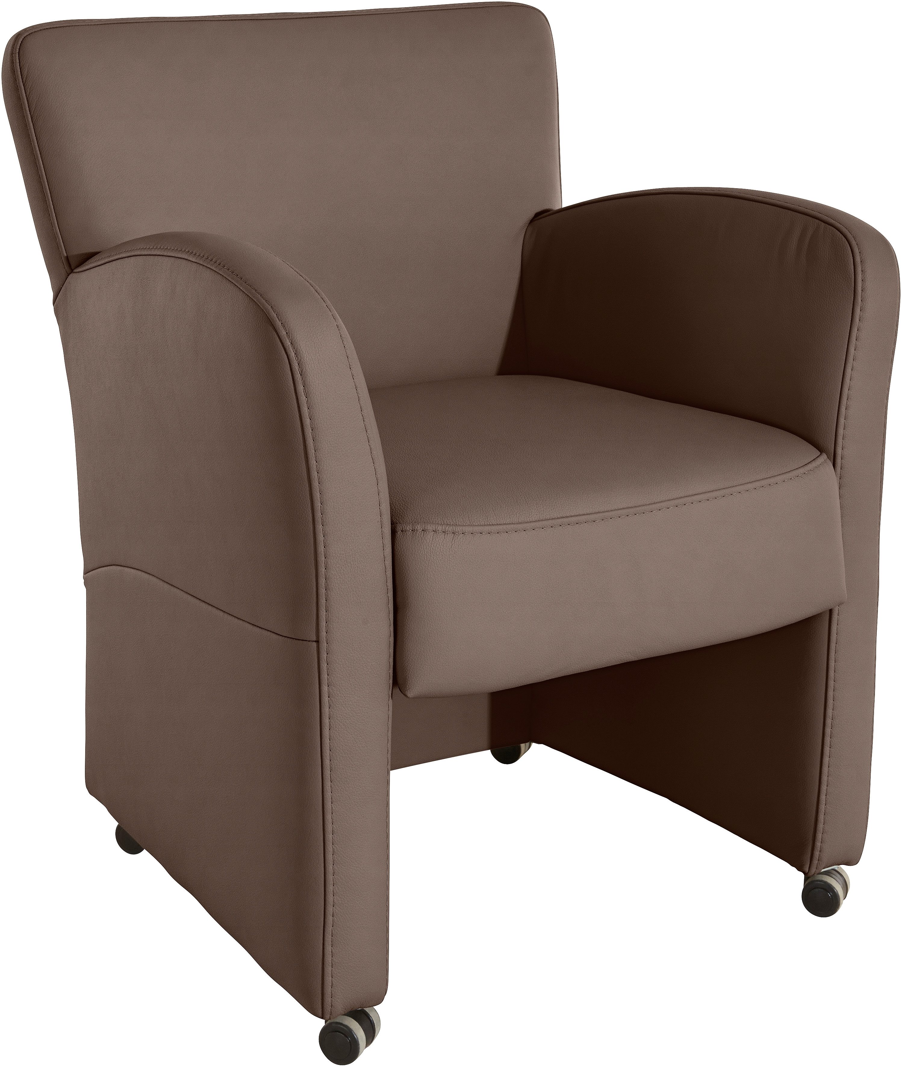 exxpo - sofa fashion Sessel "Cortado, Loungesessel auf Rollen, schmale Armlehnen, bequem" hohe Bodenfreiheit, schöne Detailverarbeitung