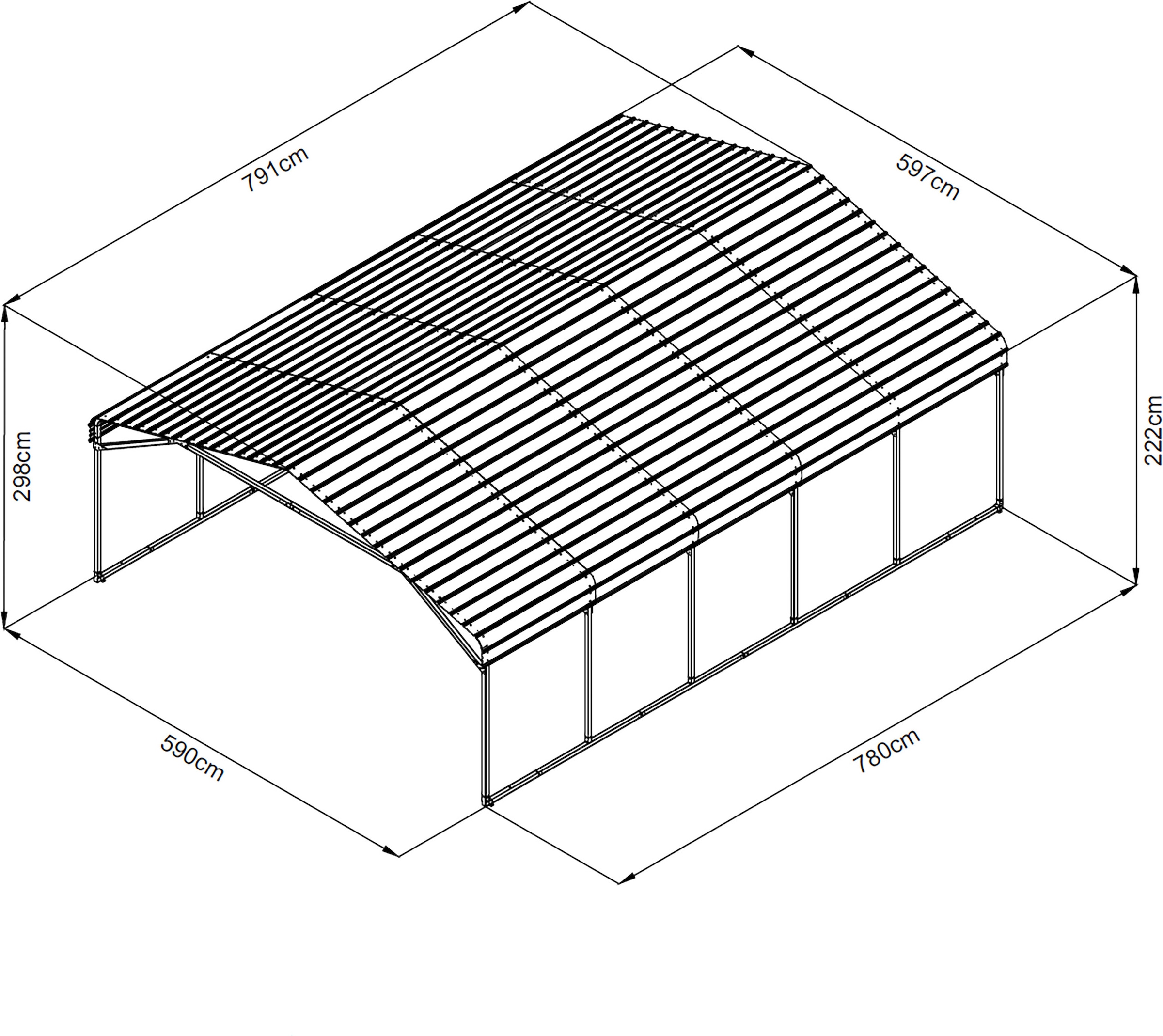 WESTMANN Doppelcarport »Kopenhagen L Grau« Stahl Grau wetterfeste Konstruktion durch pulverbeschichtete Oberfläche