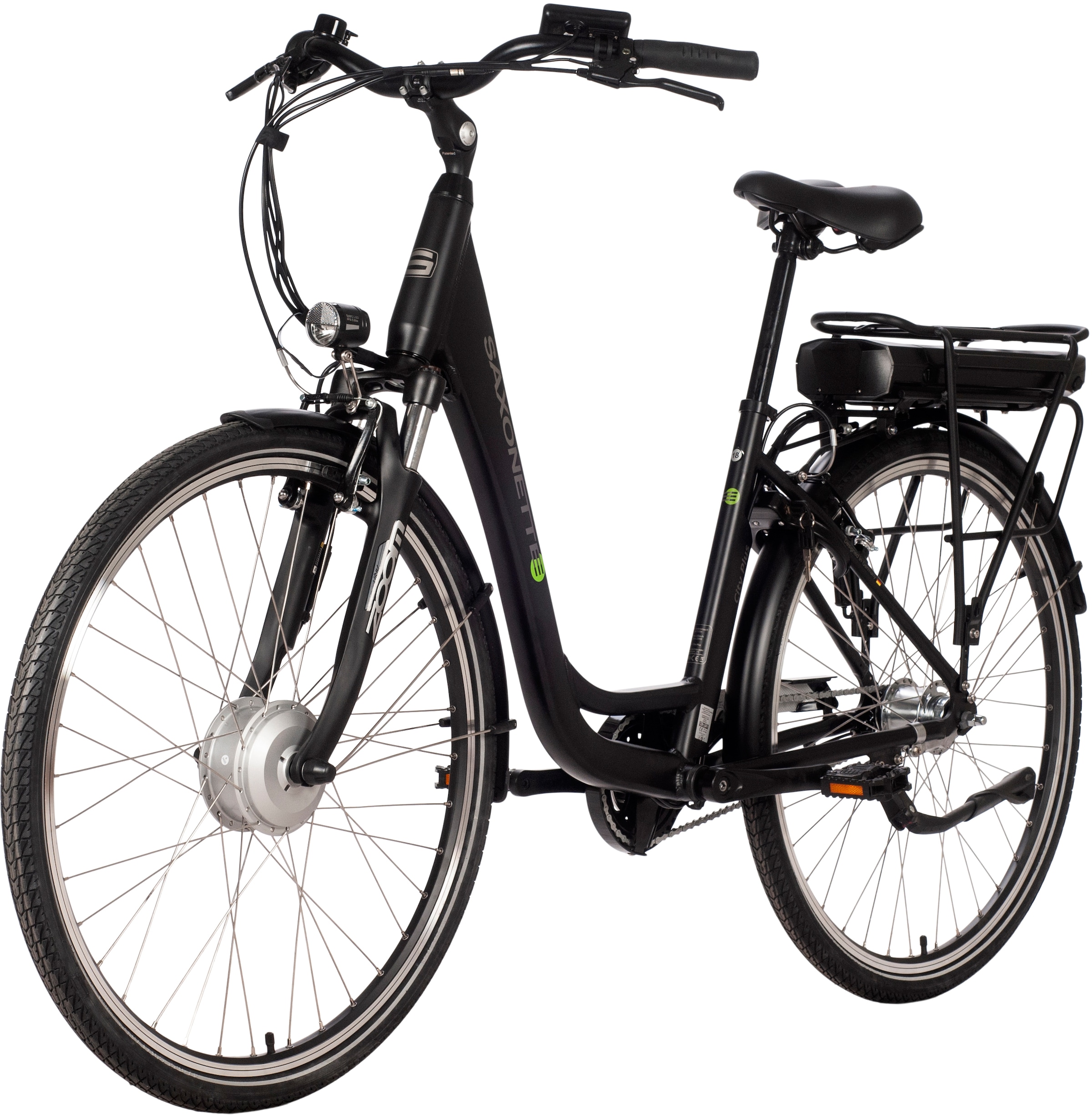 SAXONETTE E-Bike »City Plus«, 7 Gang, Frontmotor 250 W, (mit Akku-Ladegerät), Pedelec, Elektrofahrrad für Damen u. Herren, Cityrad, Rücktrittbremse