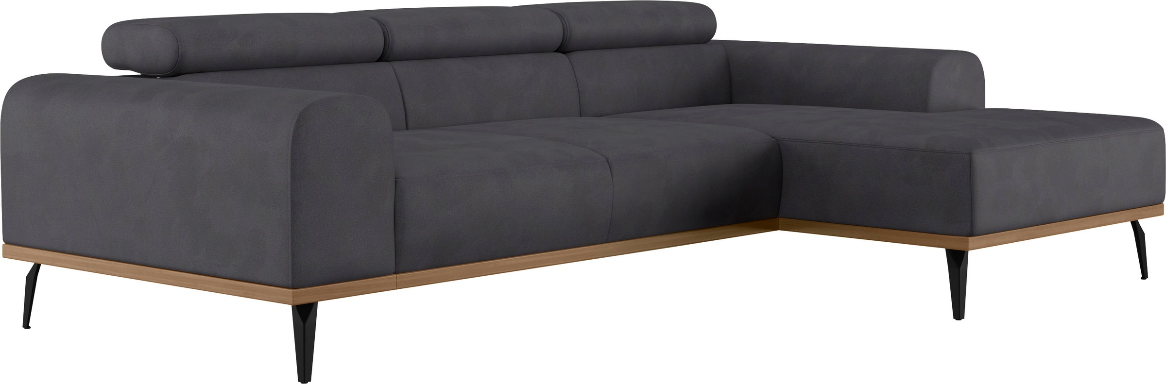 PLACES OF STYLE Ecksofa »Carlo L-Form« mit Kopfteilverstellung & Holz-Rahmenoptik, wahlweise Relaxfunktion