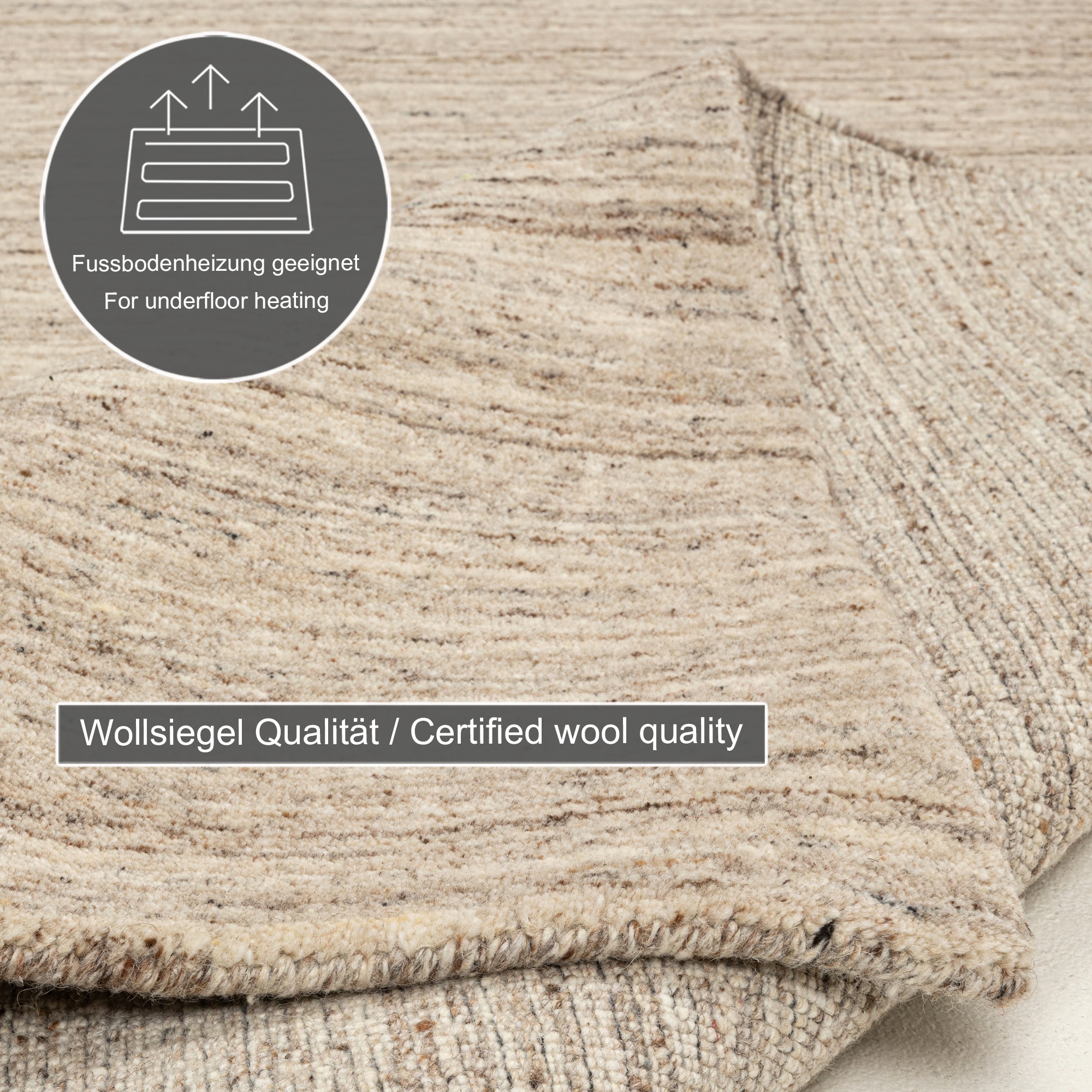 THEKO Wollteppich »Pure UNI«, rechteckig, 14 mm Höhe, Handwebteppich, meliert, reine Wolle, handgewebt