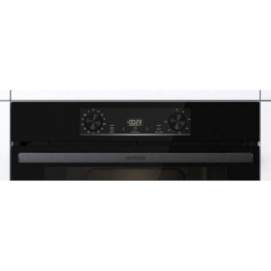 GORENJE Backofen-Set »BLACKSET2«, BLACKSET2, mit 1-fach-Teleskopauszug, Aqua Clean