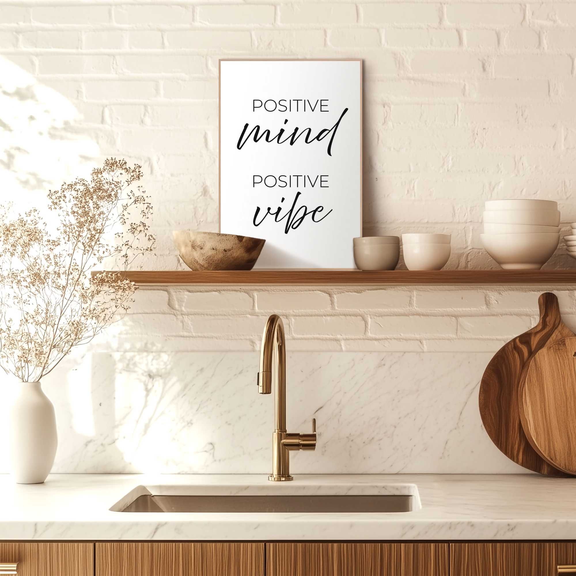 Reinders Poster "Positive Vibes", Home Office - Schwarz-Weiß - MDF - Sprüch günstig online kaufen