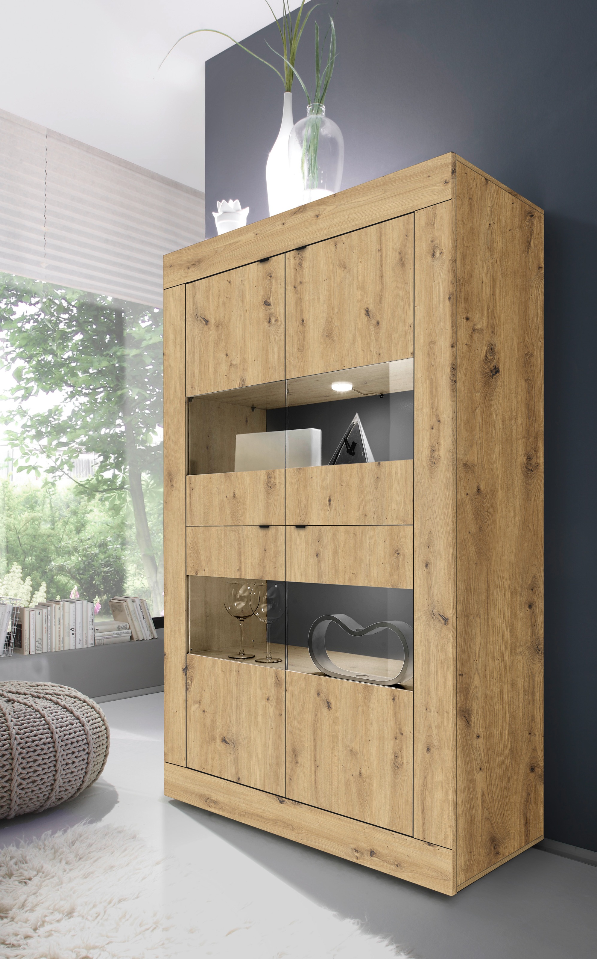 Home affaire Vitrine "Basic Höhe 162 cm, Standvitrine mit 4 Türen - Metallg günstig online kaufen