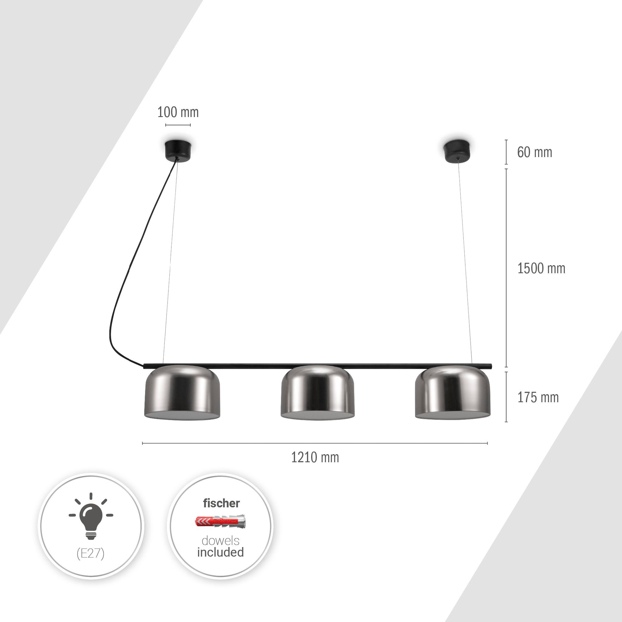 Paco Home Pendelleuchte »BOWL«, 3 flammig, Leuchtmittel E27 | ohne Leuchtmittel