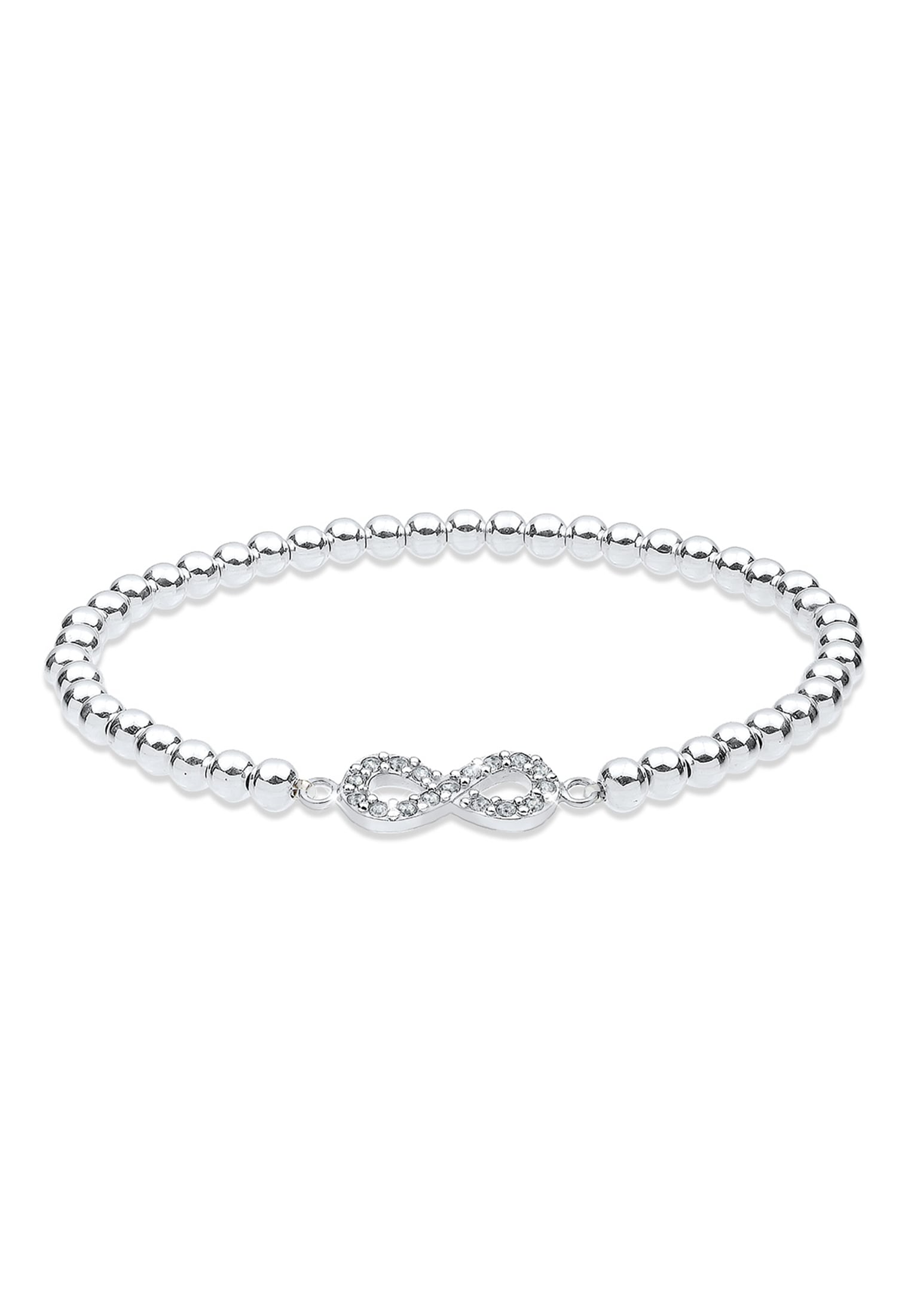 ELLI Damen Armband "Infinity Weiß 925 Sterling Silber, mit Kristallen von Swarovski", 18cm,mit Steinen, Silber 925 (Sterlingsilber), weiß, Silber 925