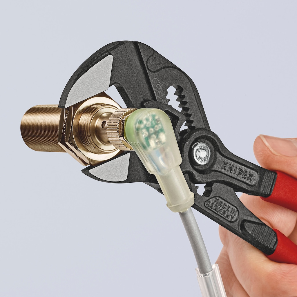 Knipex Zangenschlüssel »86 01 180 Zange und Schraubenschlüssel in einem Werkzeug«, (1 tlg.), grau atramentiert, mit Kunststoff überzogen 180 mm
