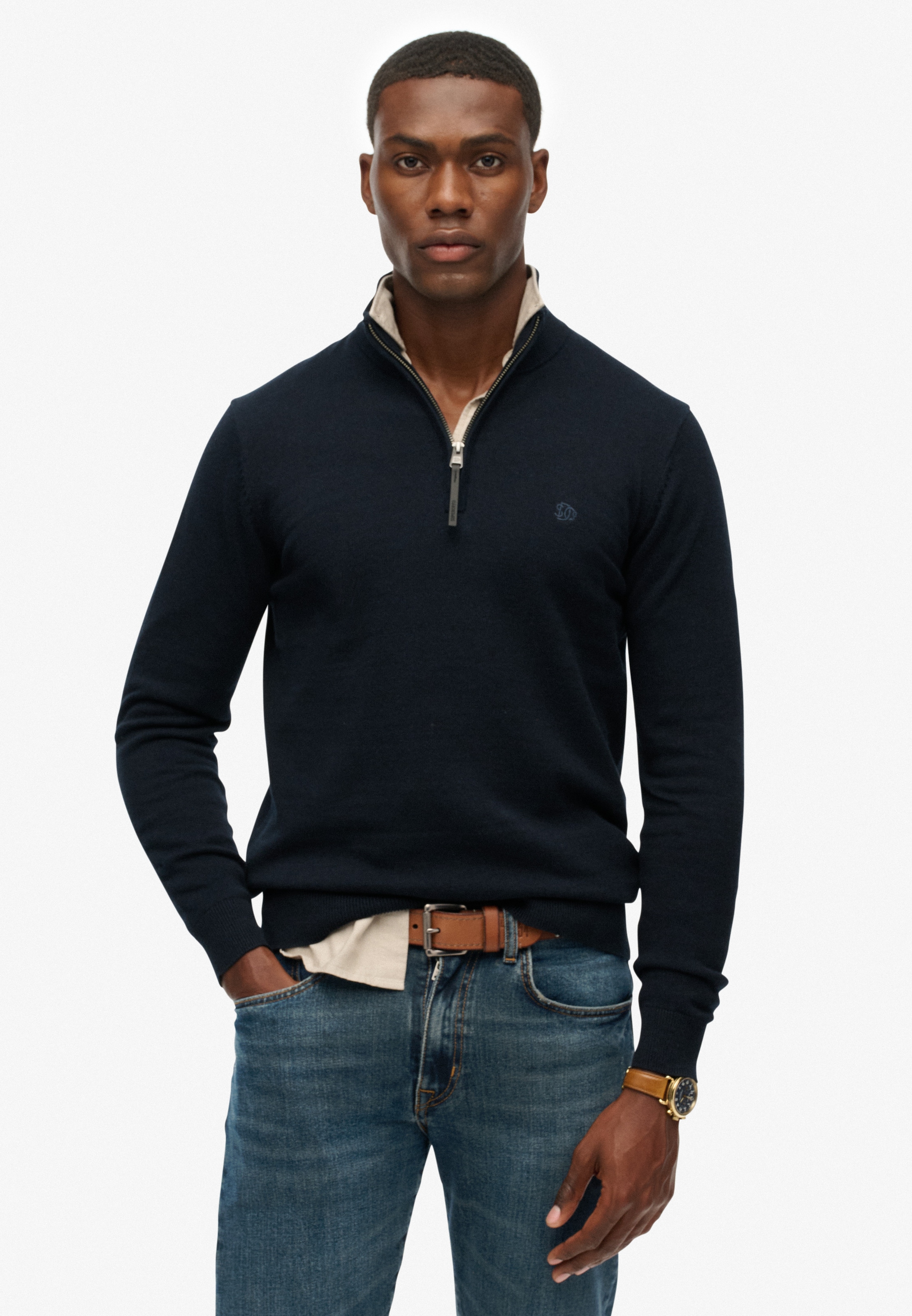 Superdry Strickpullover "ESSENTIALS COTTON HALF ZIP" günstig online kaufen