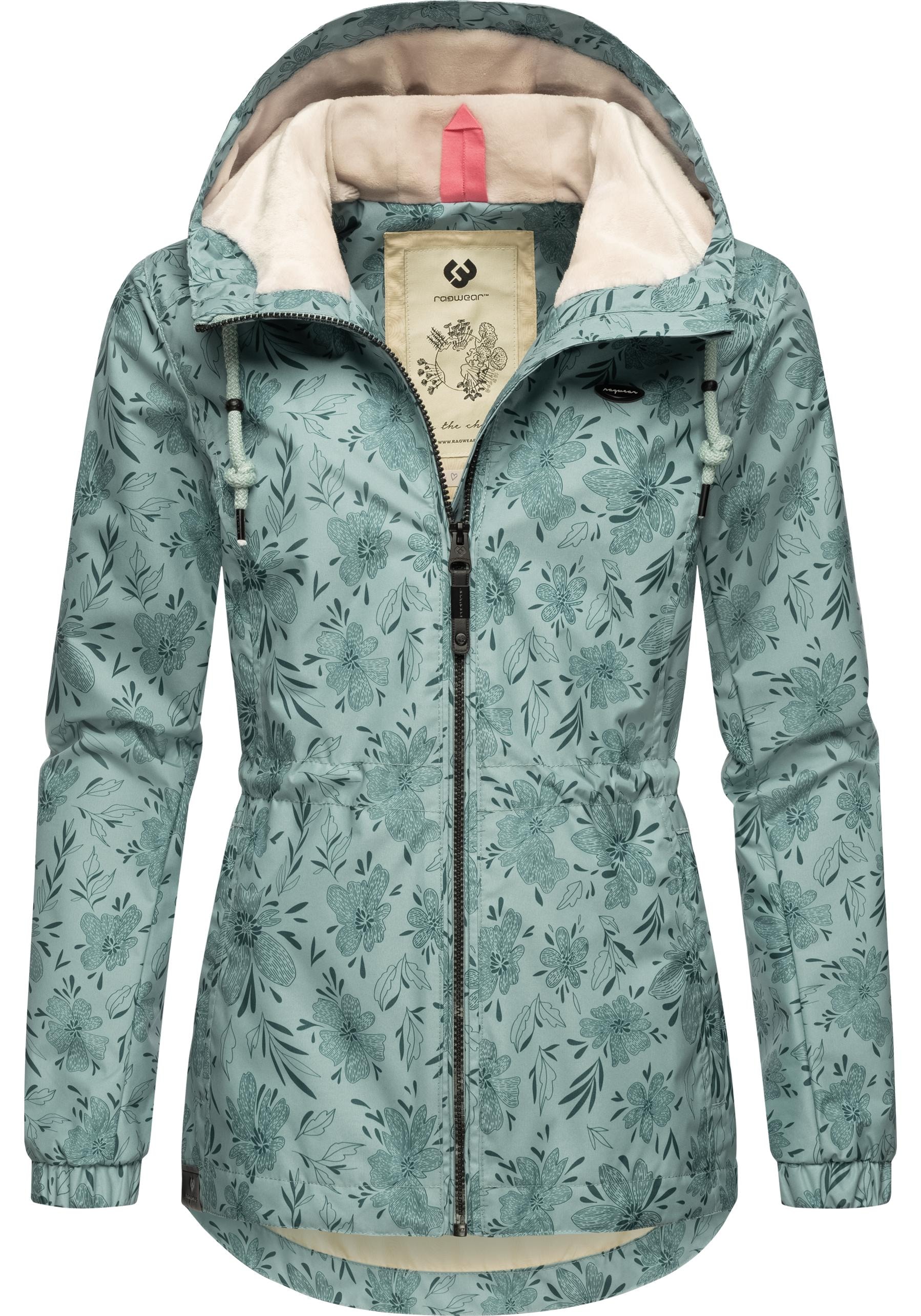 Ragwear Outdoorjacke »Dankka Spring«, mit Kapuze, Wasserdichte Damen Jacke mit floralem Allover-Print
