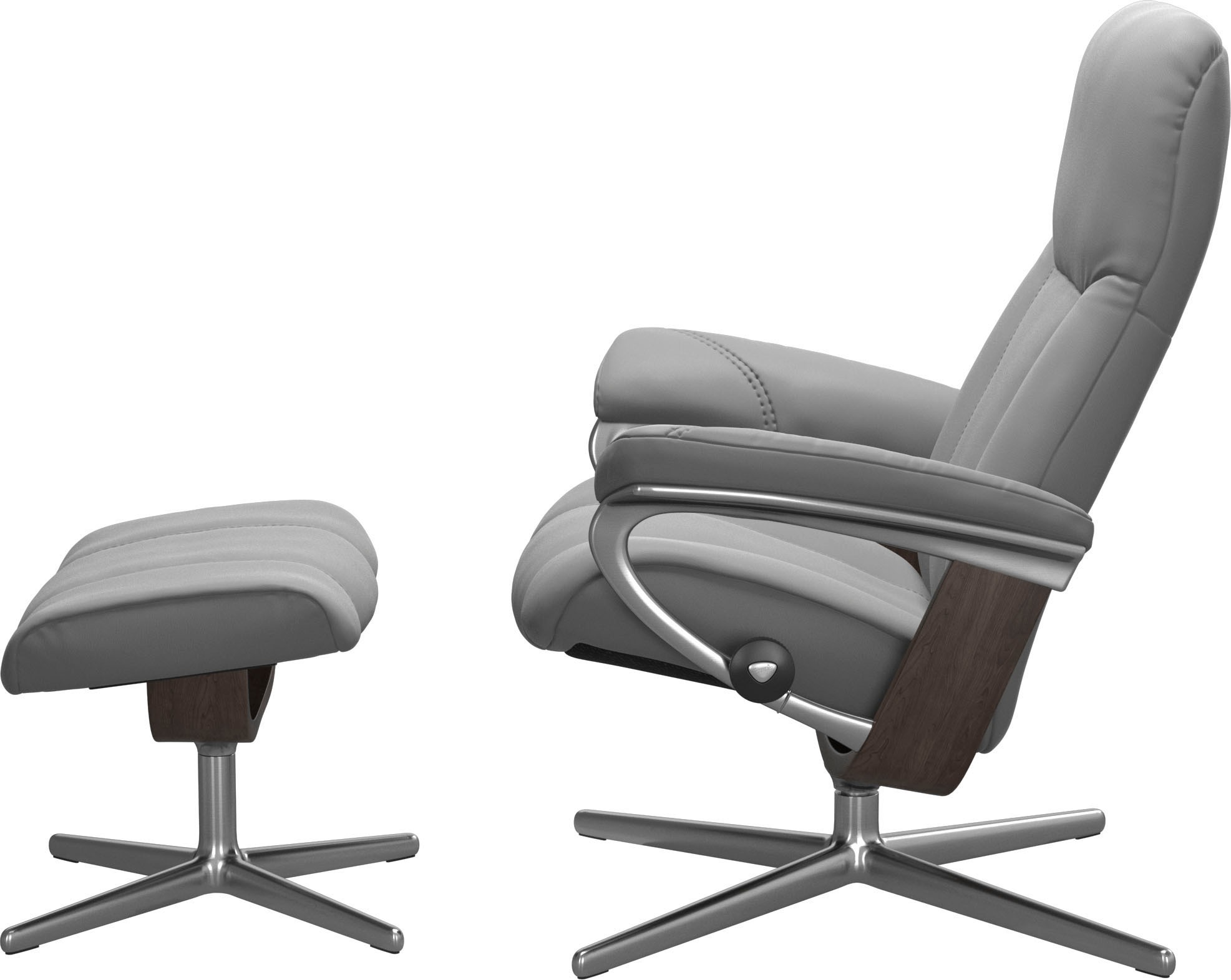 Stressless® Relaxsessel »Consul«, (Set, Relaxsessel mit Hocker), mit Hocker, mit Cross Base, Größe S, M & L, Holzakzent Wenge