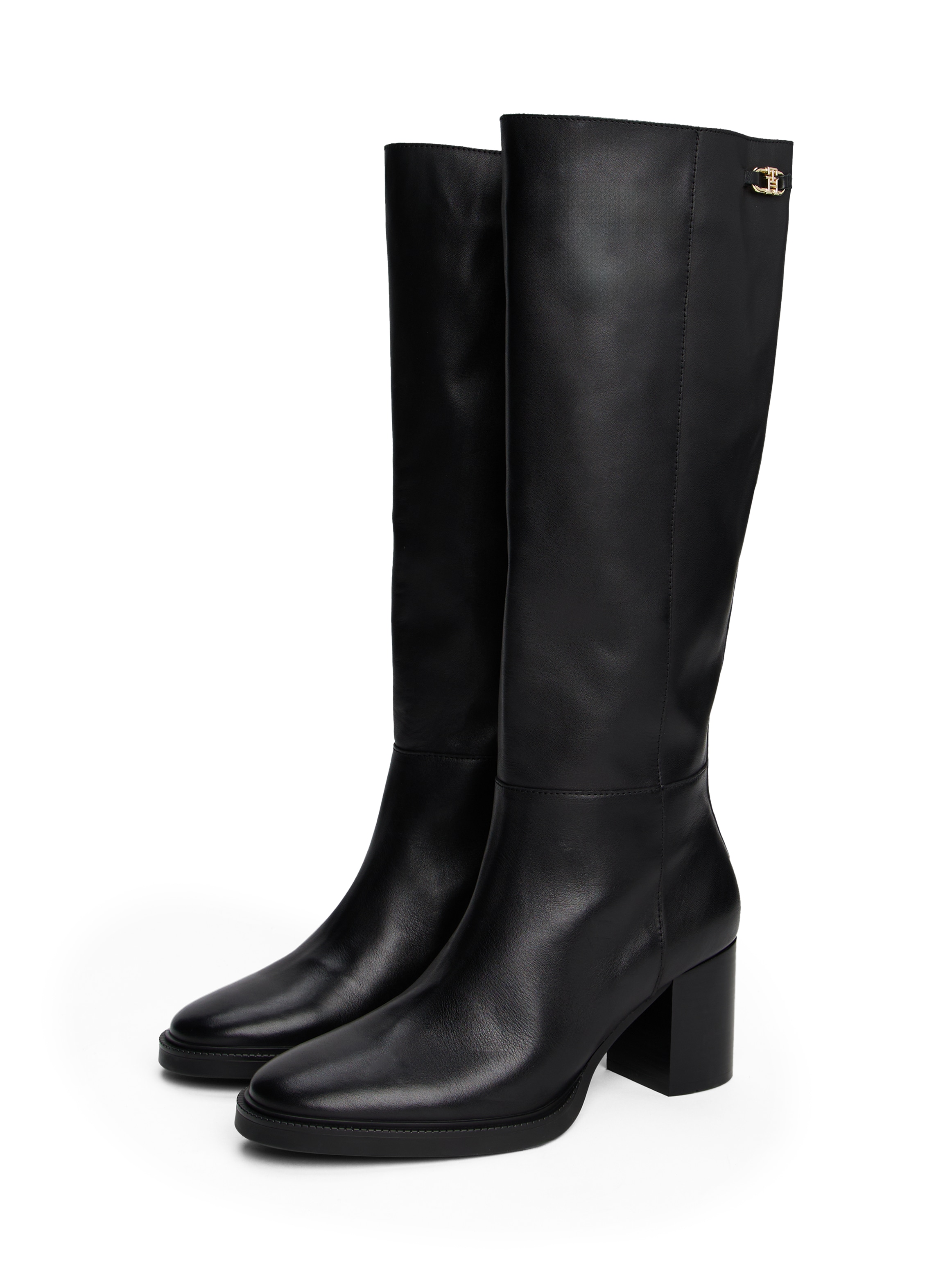 Tommy Hilfiger "STACKED HEEL LEATHER LONG BOOT", Blockabsatz, Langschaftsti günstig online kaufen