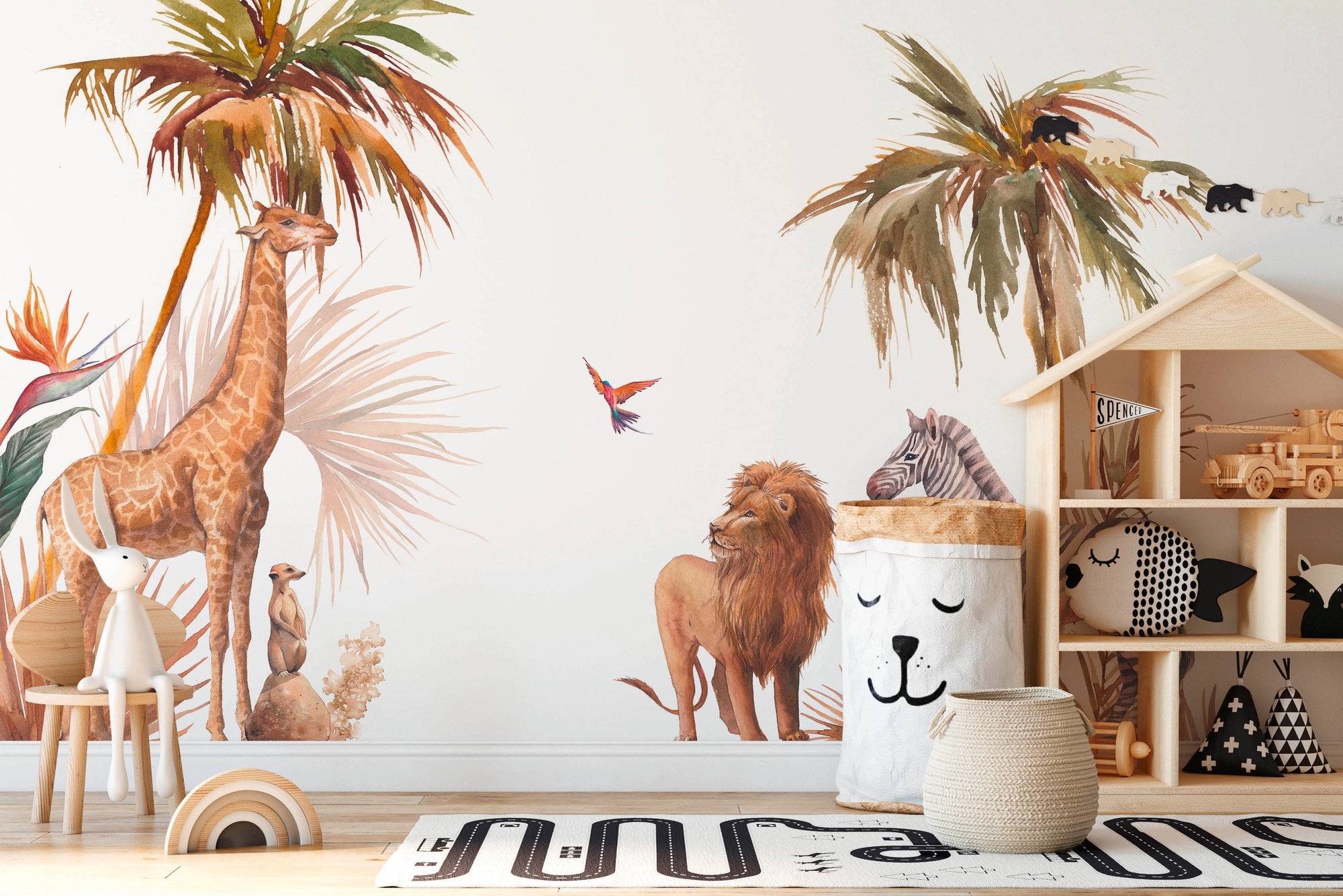 A.S. Création Vliestapete "Safari Fototapete Tiere Aquarell Beige Braun" matt strukturiert