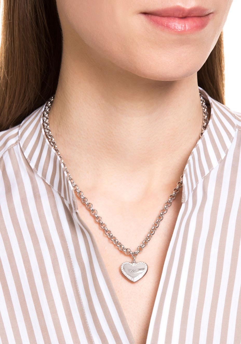 JOOP! Kette mit Anhänger »Herz, 2024891«, mit Zirkonia (synth.)