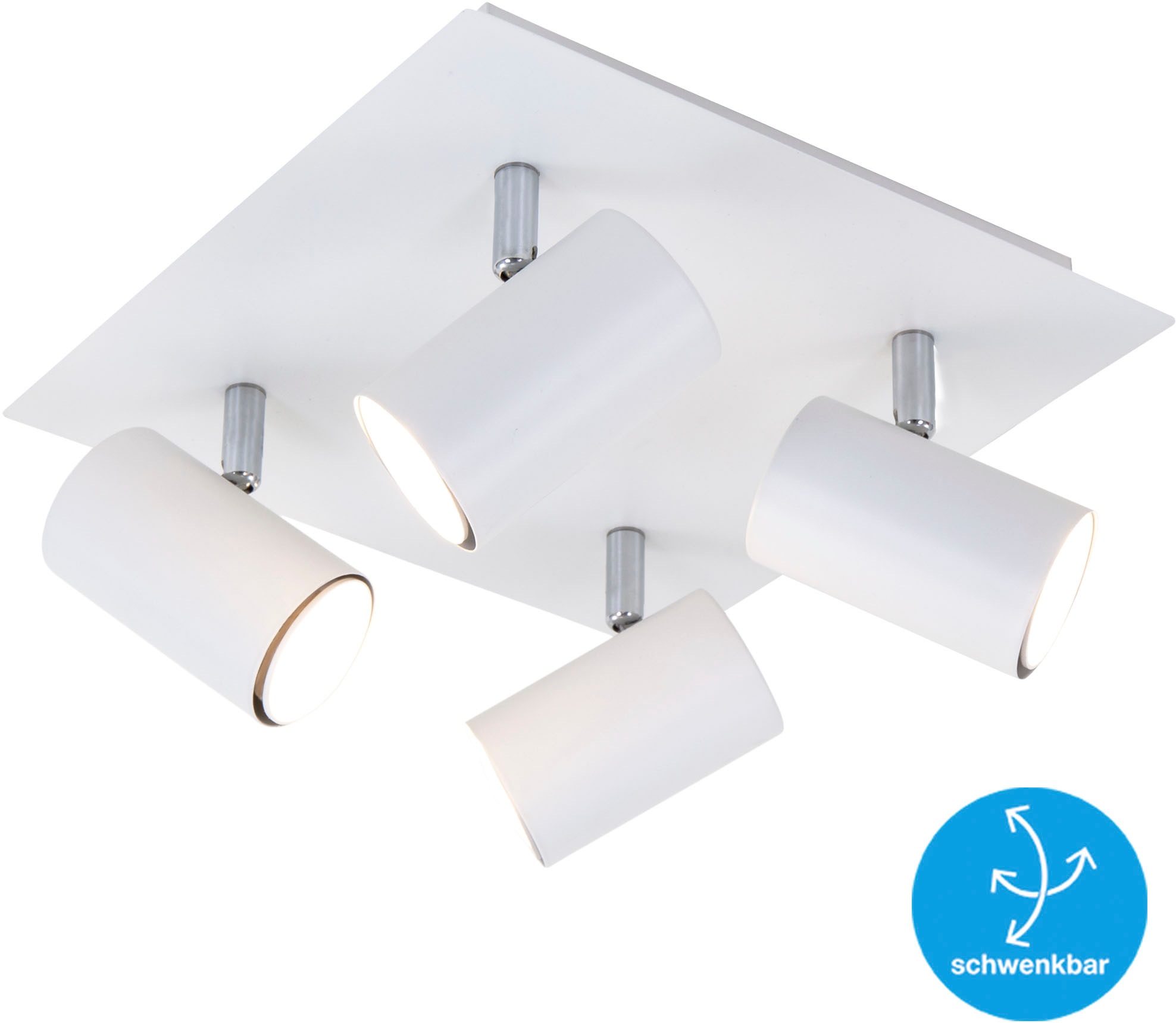 Briloner Leuchten LED Deckenspots »2857046 Run«, Leuchtmittel GU10 | ohne Leuchtmittel, Deckenlampe, 26,5x26,5x12,3cm, Weiß, max.40W, GU10, Wohnzimmer, Flur