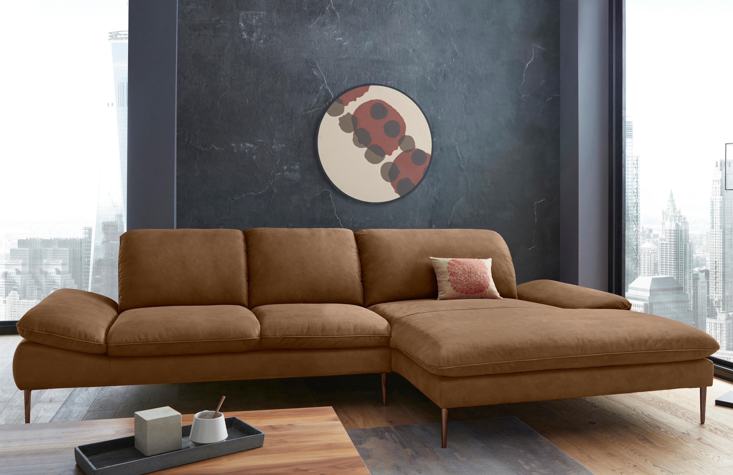 W.SCHILLIG Ecksofa "enjoy&MORE, Designsofa, bequem, elegant und zeitlos, L-Form" Sitztiefenverstellung, Füße bronze pulverbeschichtet, Breite 340 cm