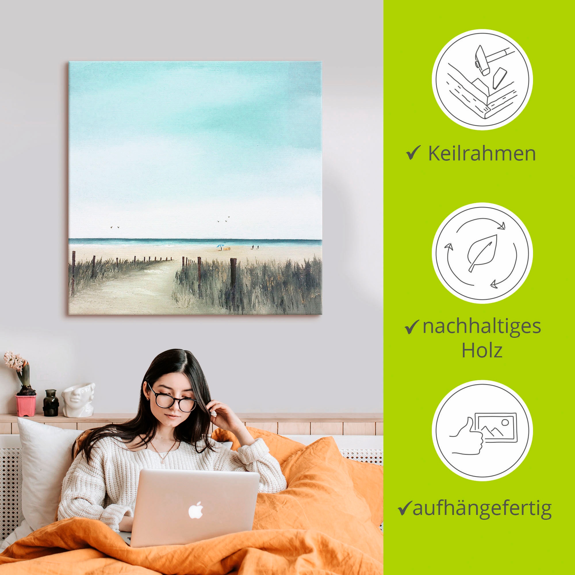 Artland Wandbild »Sonniger Morgen II«, Strand, (1 St.), als Leinwandbild, Poster in verschied. Größen