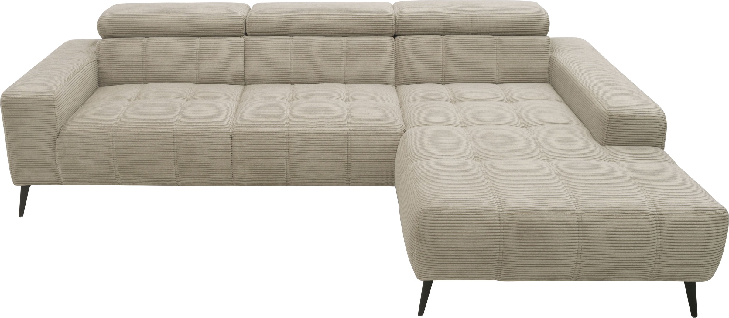DOMO collection Ecksofa »Trento L-Form, mit Kufenfuß oder Einzelfuß«, wahlweise mit Kopfteilverstellung, Recamiere links/rechts bestellbar