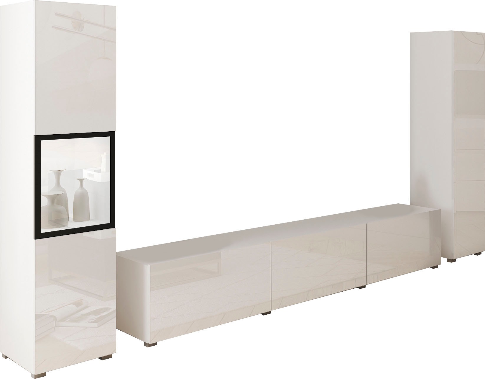 Home affaire Wohnwand "BERLIN III, Vitrine Türschlag links/rechts wechselbar" Komplett-Set, 3 Stk. tlg.