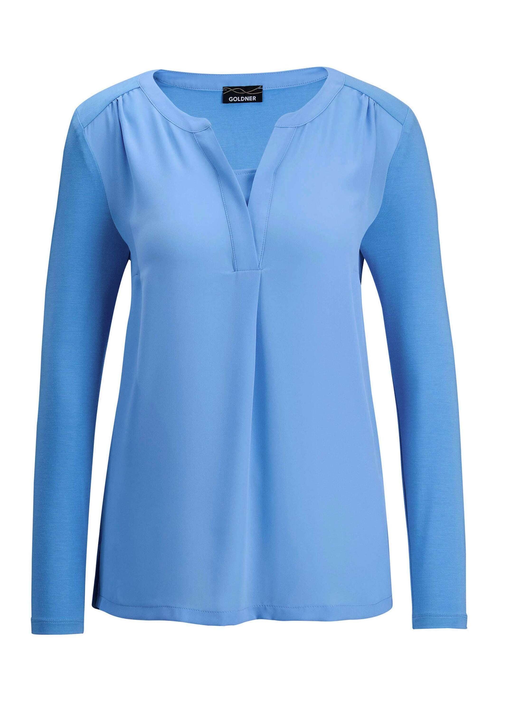 GOLDNER Kurzarmbluse "Elegantes Chiffonshirt mit Jersey-Details" Schlitz günstig online kaufen