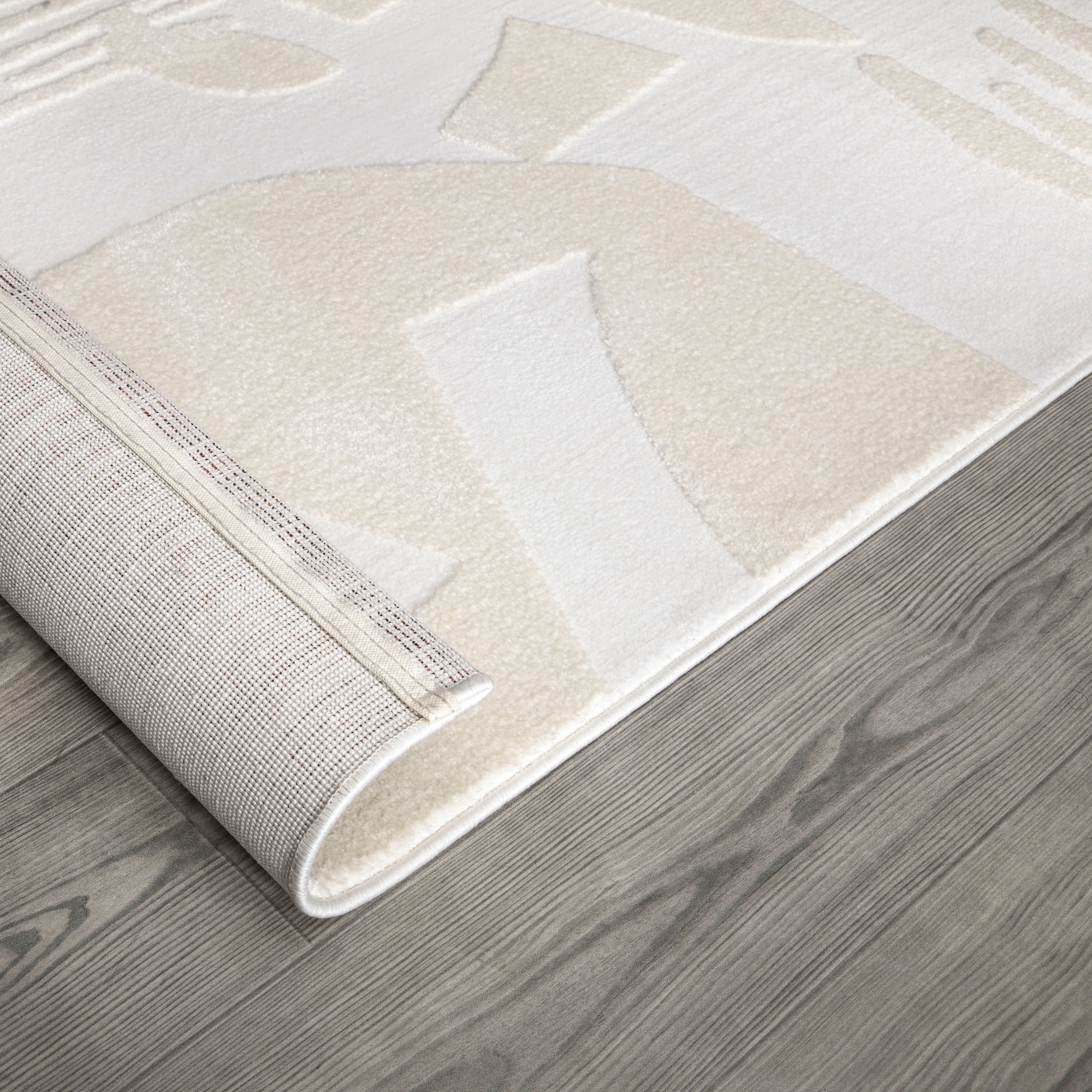 Paco Home Teppich »Luzern 655«, rechteckig, 13 mm Höhe, Kurzflor, Uni Farben, Hoch-Tief-Struktur, Scandi Design