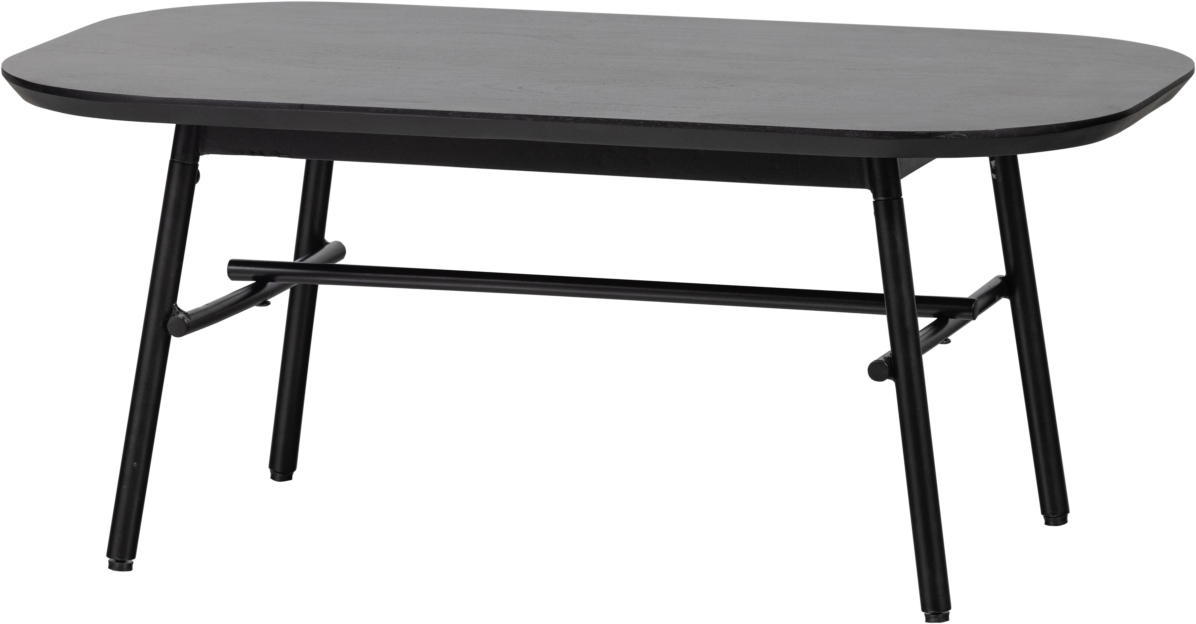 WOOOD Couchtisch "Elegance mit Massivmangoholz und Metallgestell B 100 x T 60 x H 43 cm" Tischblattdicke 3 cm, Querstange zur Verstärkung, Metallgestell Ø 3 cm