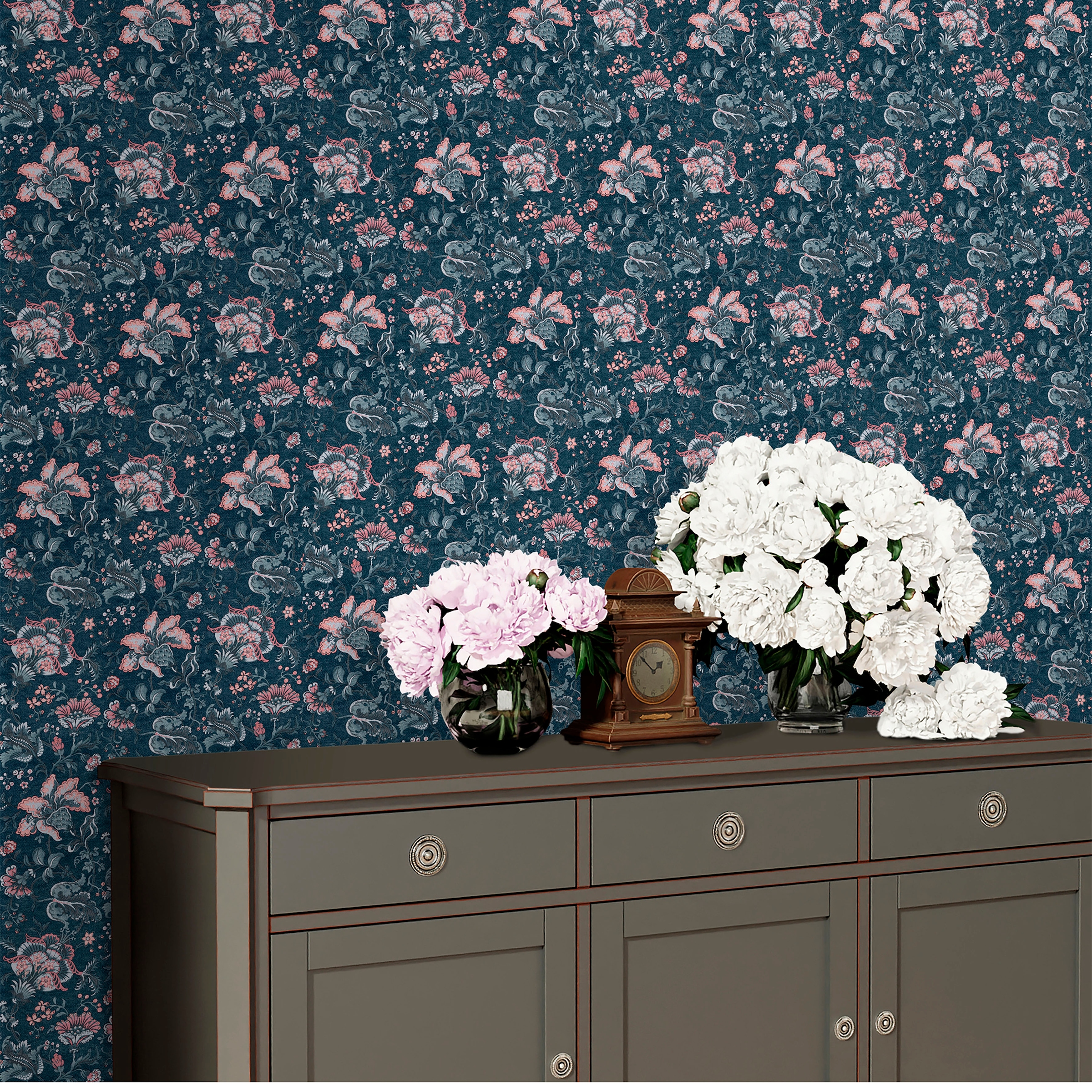 LAURA ASHLEY Vliestapete »Laura Ashley Portia Dark Seaspray Vliestapete«, geblümt, Laura Ashley Portia Dark Seaspray Vliestapete
