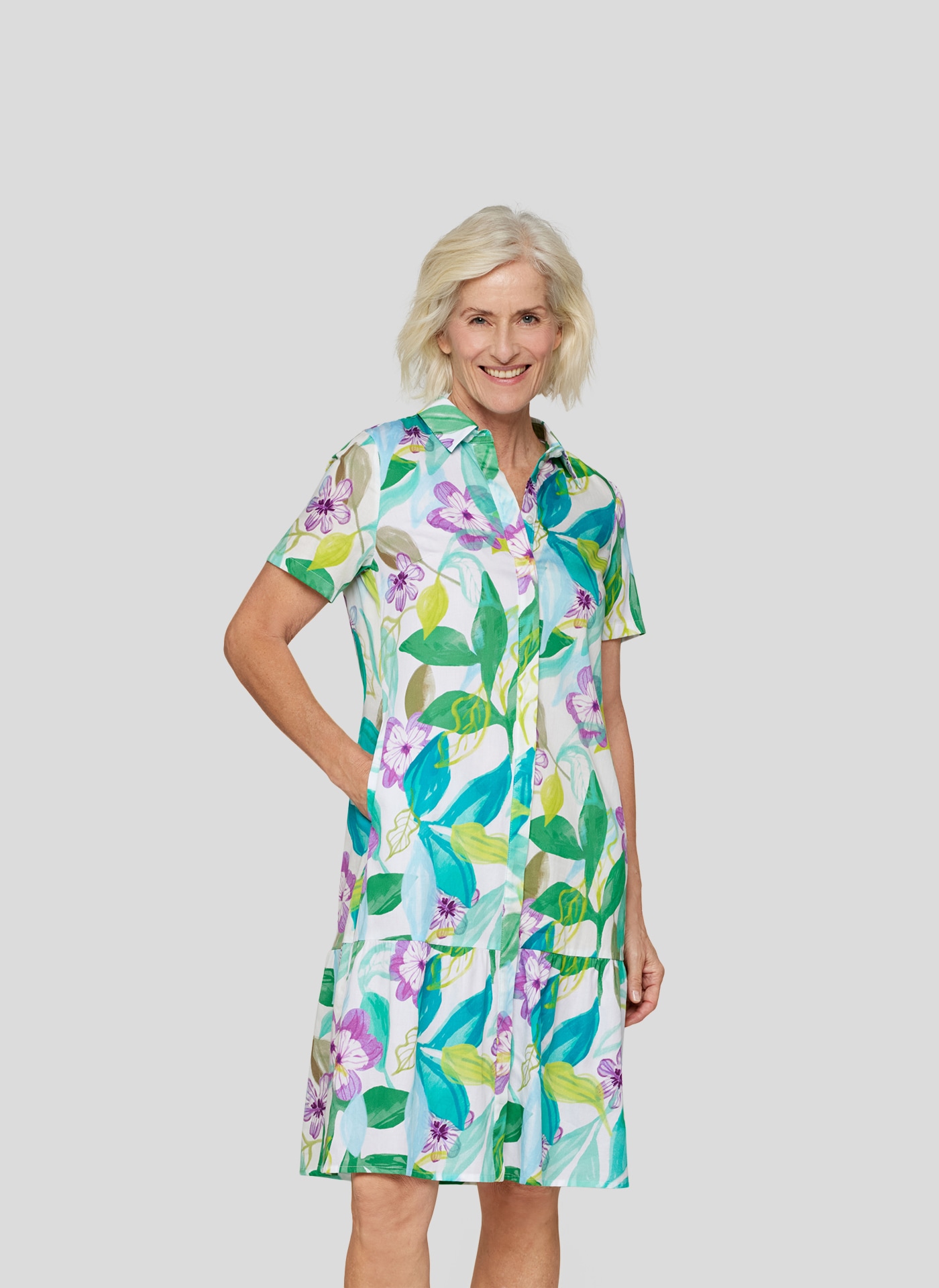 Rabe Midikleid "Rabe Sommerkleid mit floralem Muster und Volant-Detail" günstig online kaufen